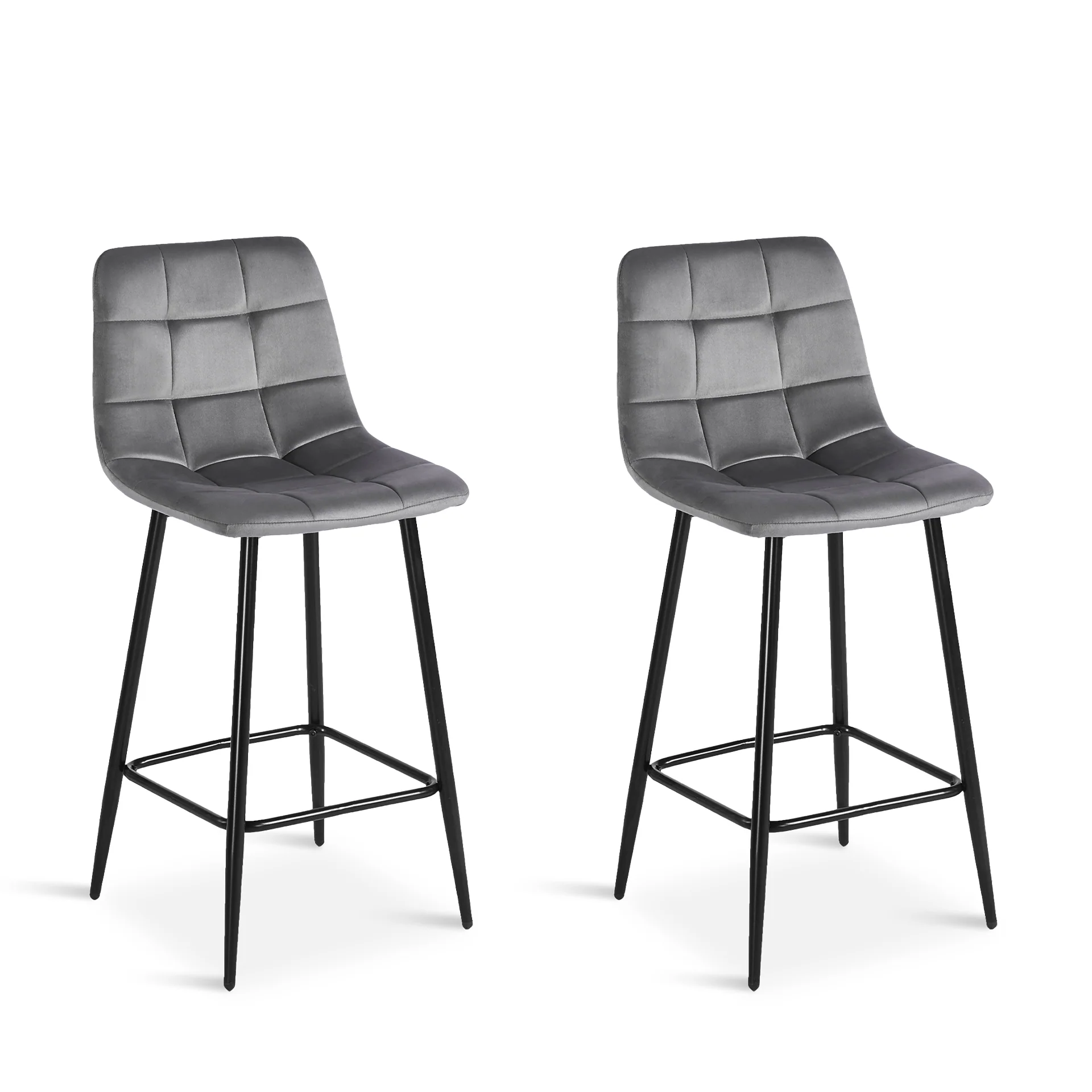 Primo Velvet Bar Stool - Set Of 2 - Grey - Image 6