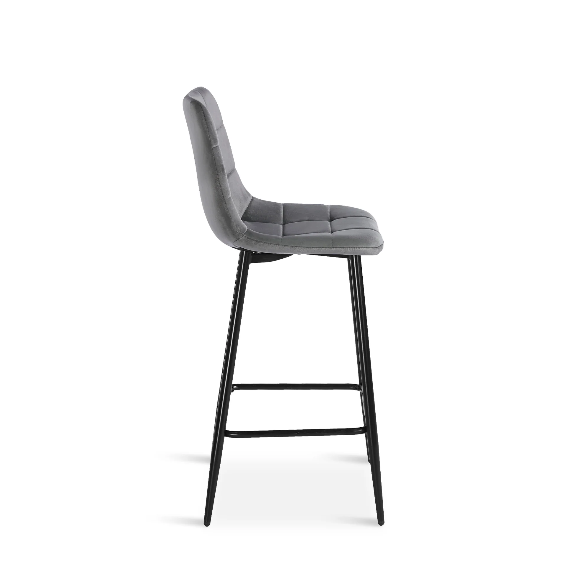Primo Velvet Bar Stool - Set Of 2 - Grey - Image 8