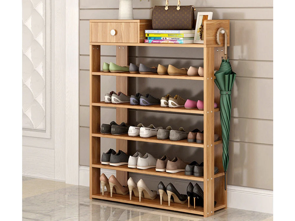 PUKAKI 6 Tiers Shoe Rack Organiser Shelf - MAPLE