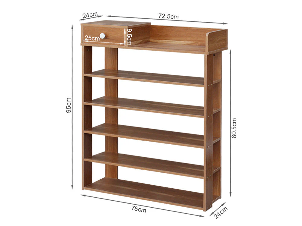 PUKAKI 6 Tiers Shoe Rack Organiser Shelf - MAPLE - Image 2