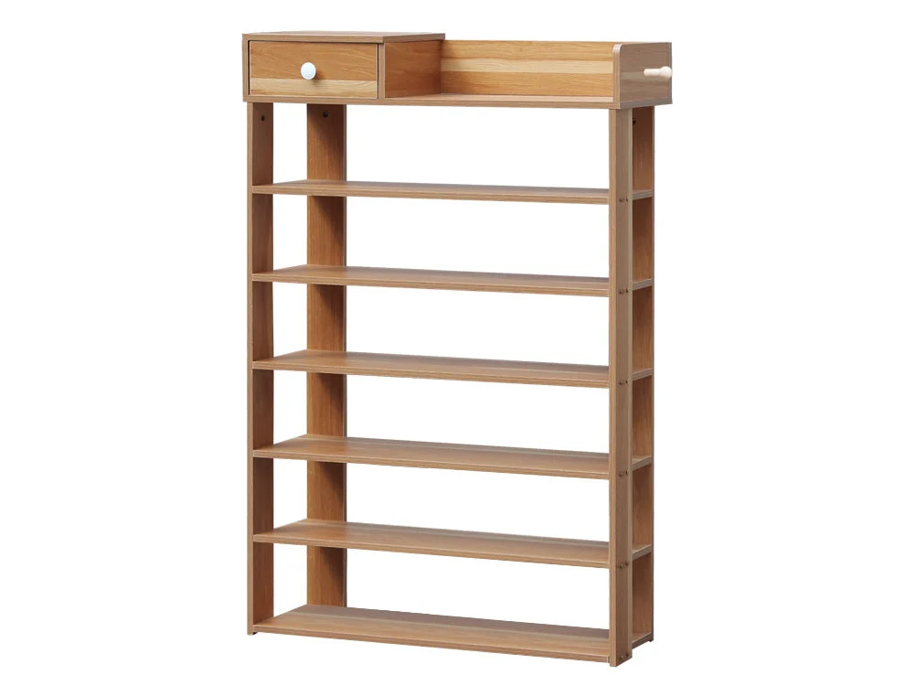 PUKAKI 7 Tiers Shoe Rack Organiser Shelf - Oak - Image 9