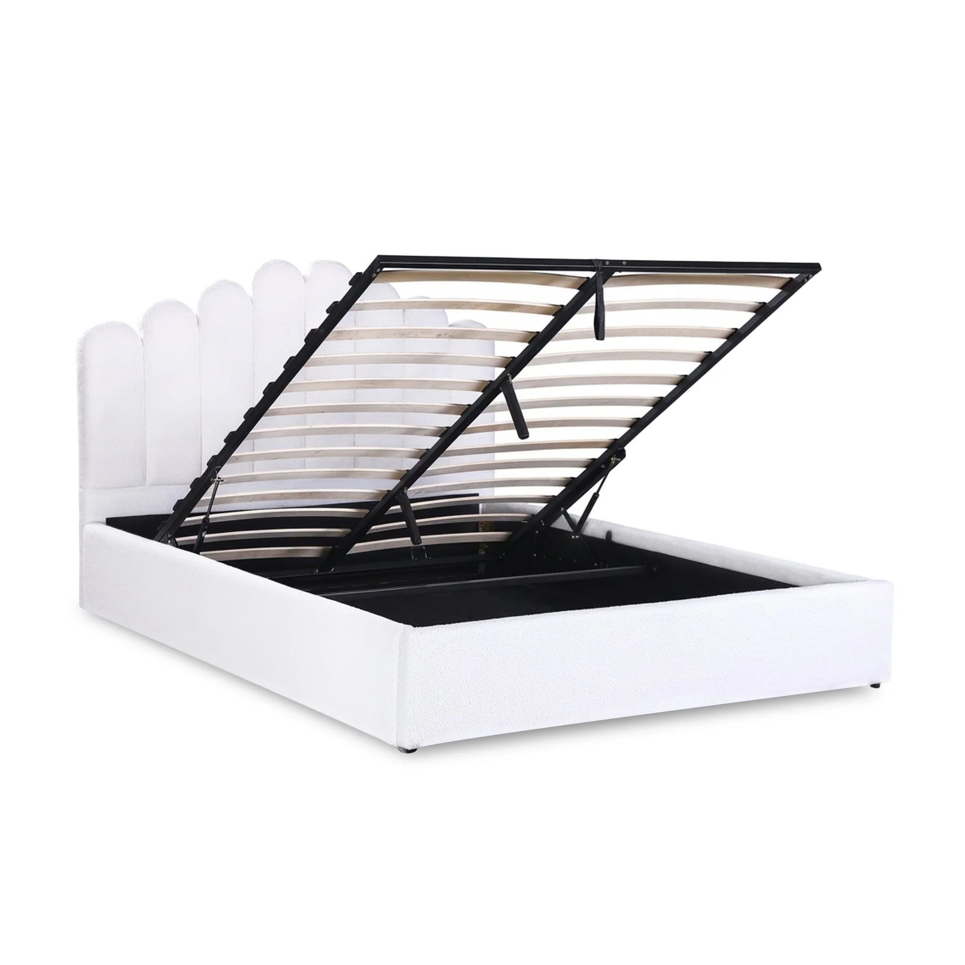 Puro Boucle Queen Gas Lift Bed Frame - White - Image 7