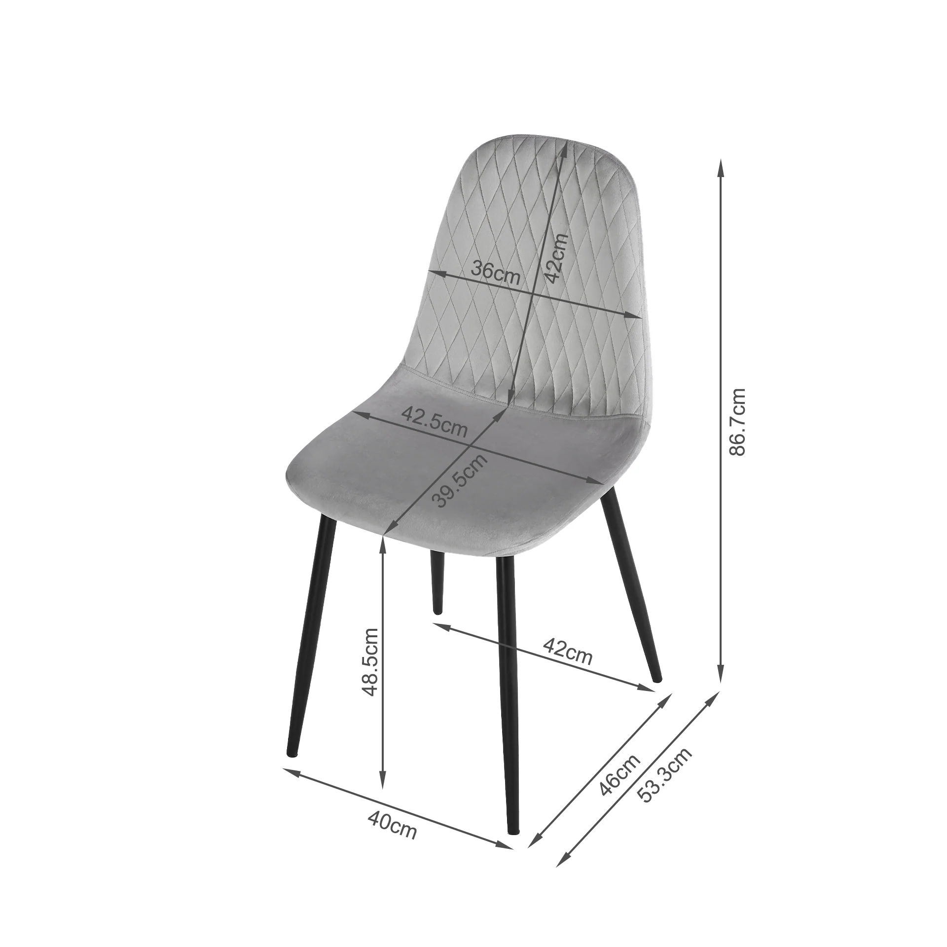 Quila Velvet Dining Chair - Set Of 4 - Light Grey - Image 12