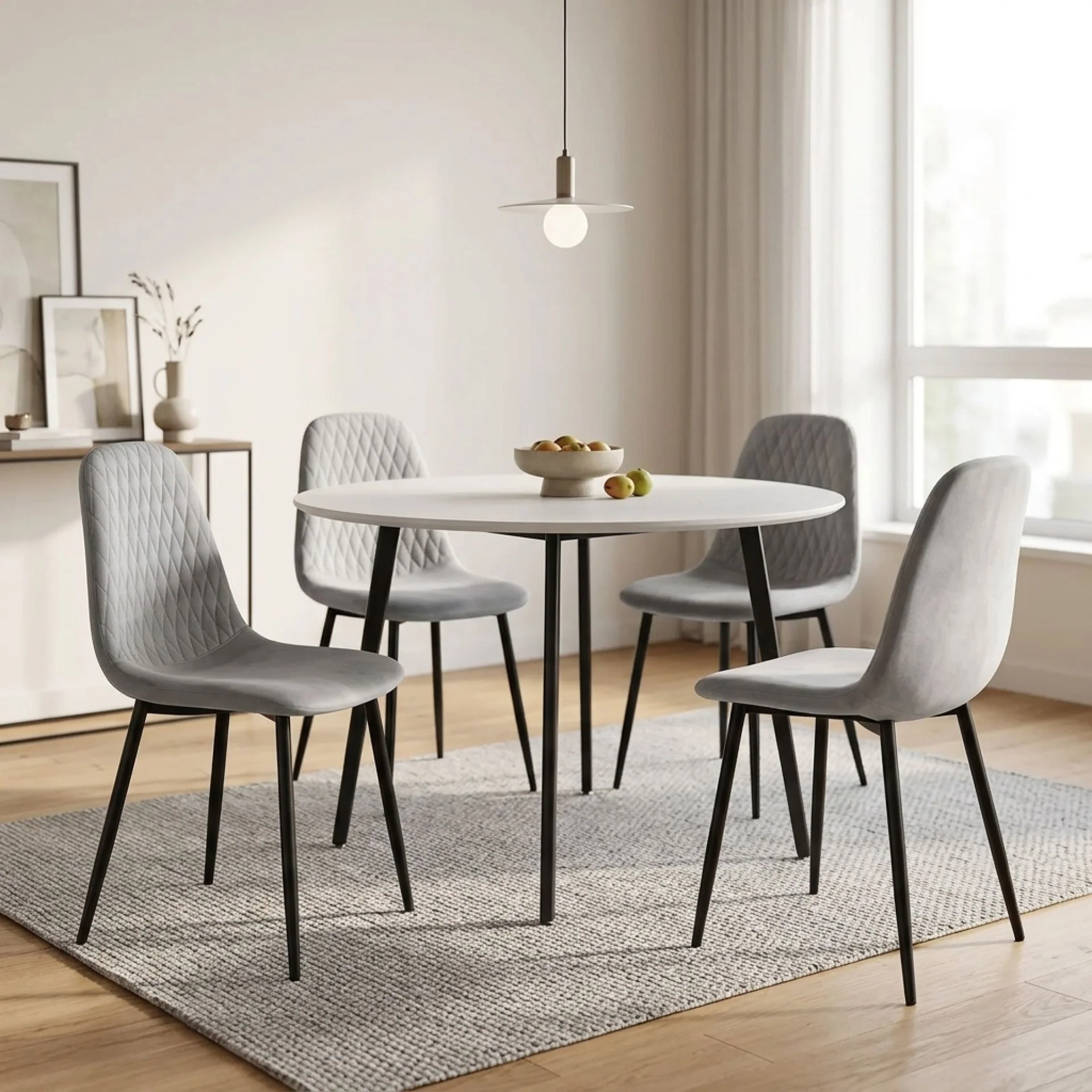 Quila Velvet Dining Chair - Set Of 4 - Light Grey - Image 3