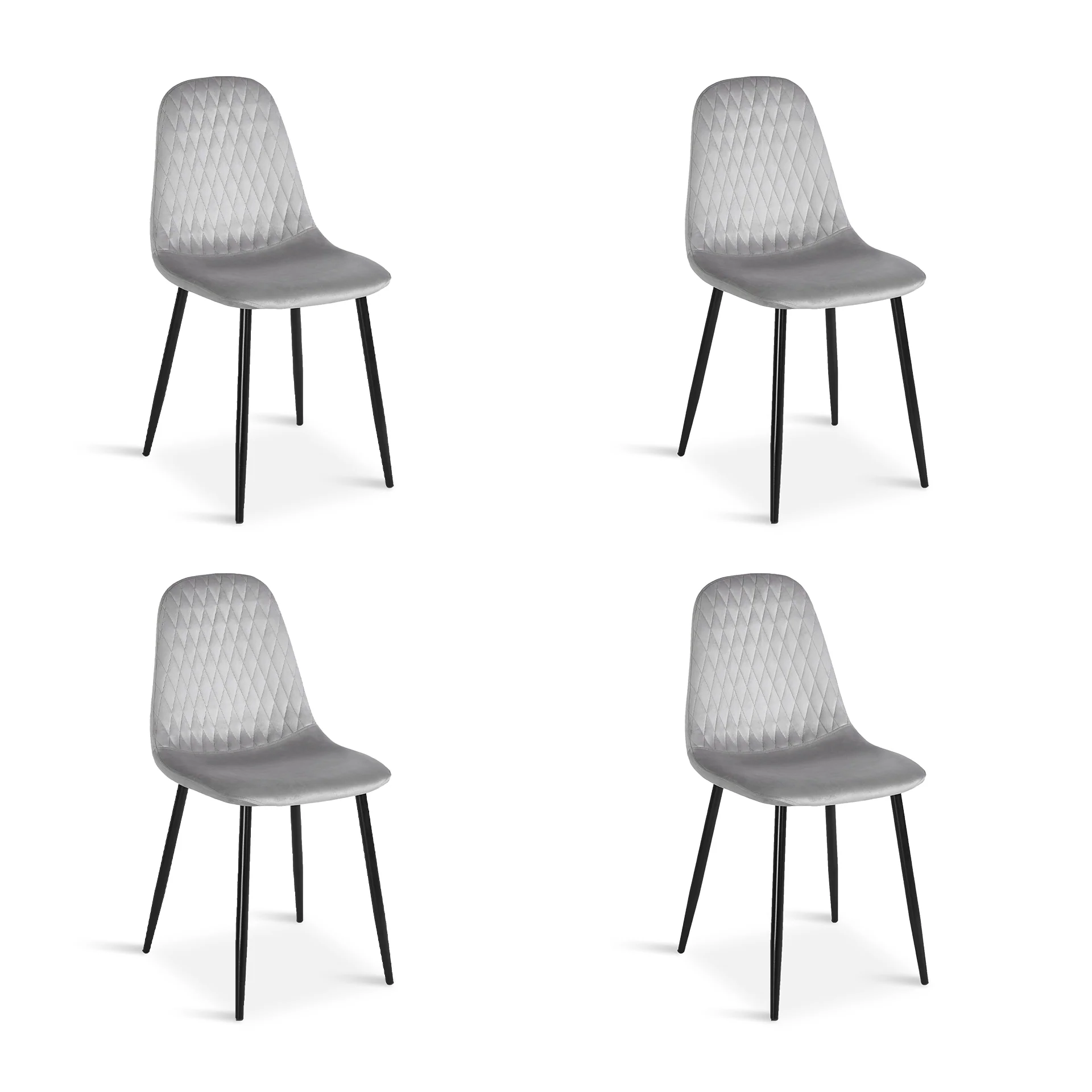 Quila Velvet Dining Chair - Set Of 4 - Light Grey - Image 7