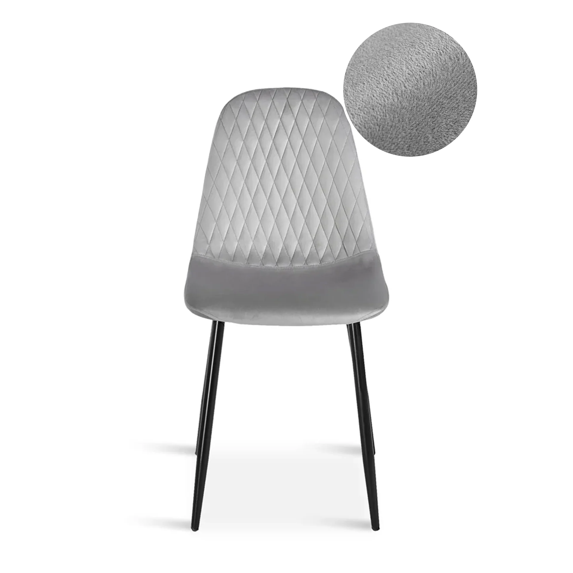 Quila Velvet Dining Chair - Set Of 4 - Light Grey - Image 8