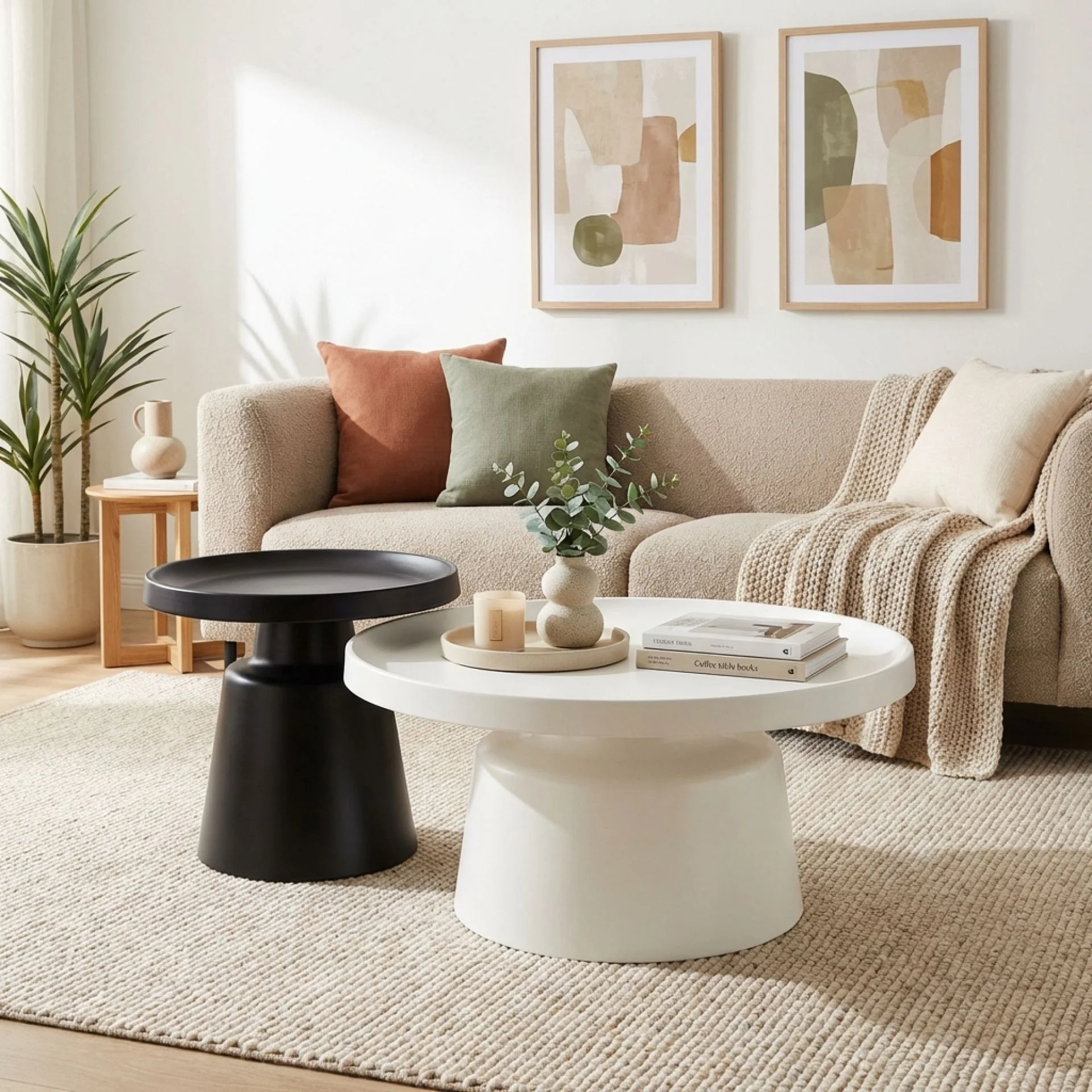 Quill 2 Piece Coffee Table Set - White + Black