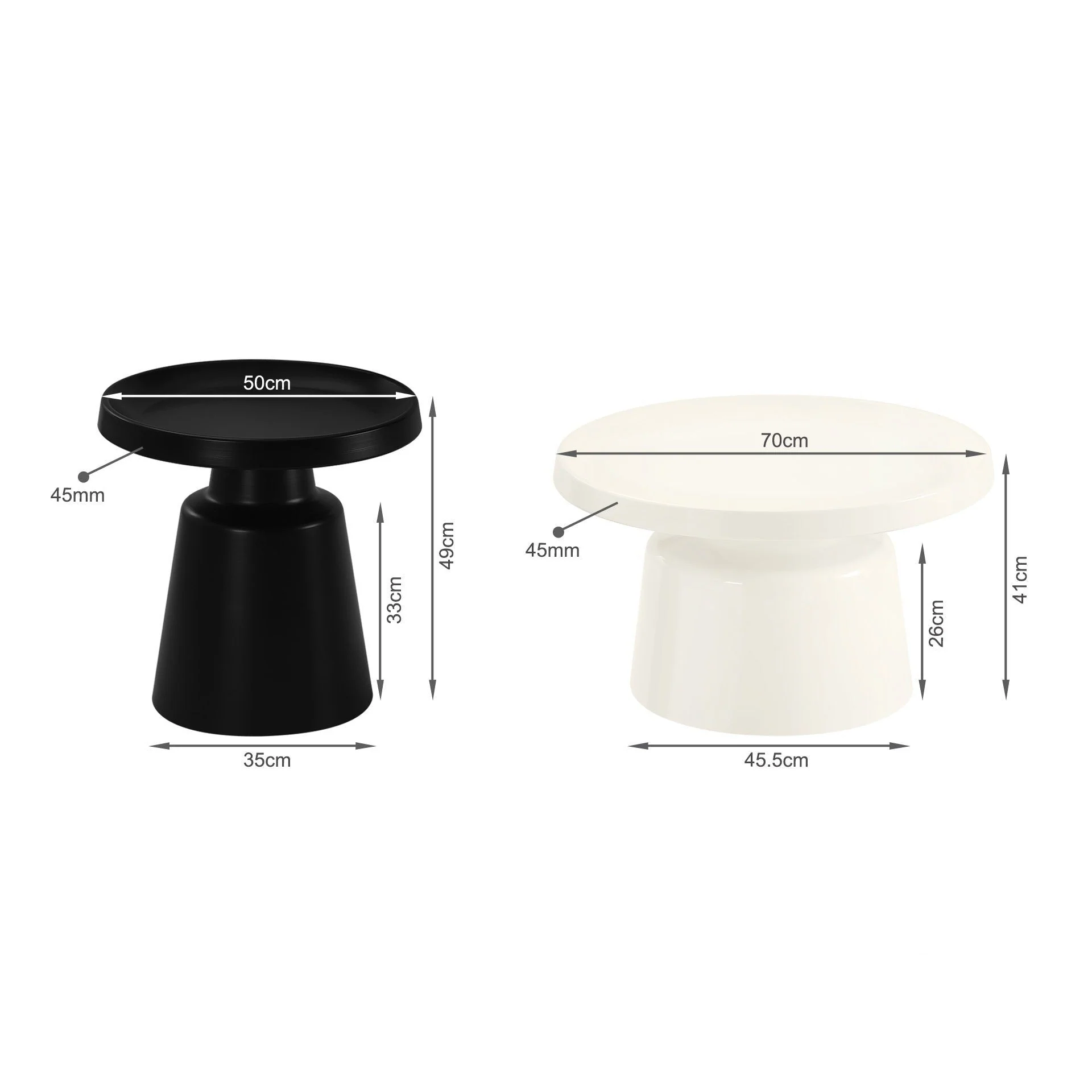 Quill 2 Piece Coffee Table Set - White + Black - Image 8