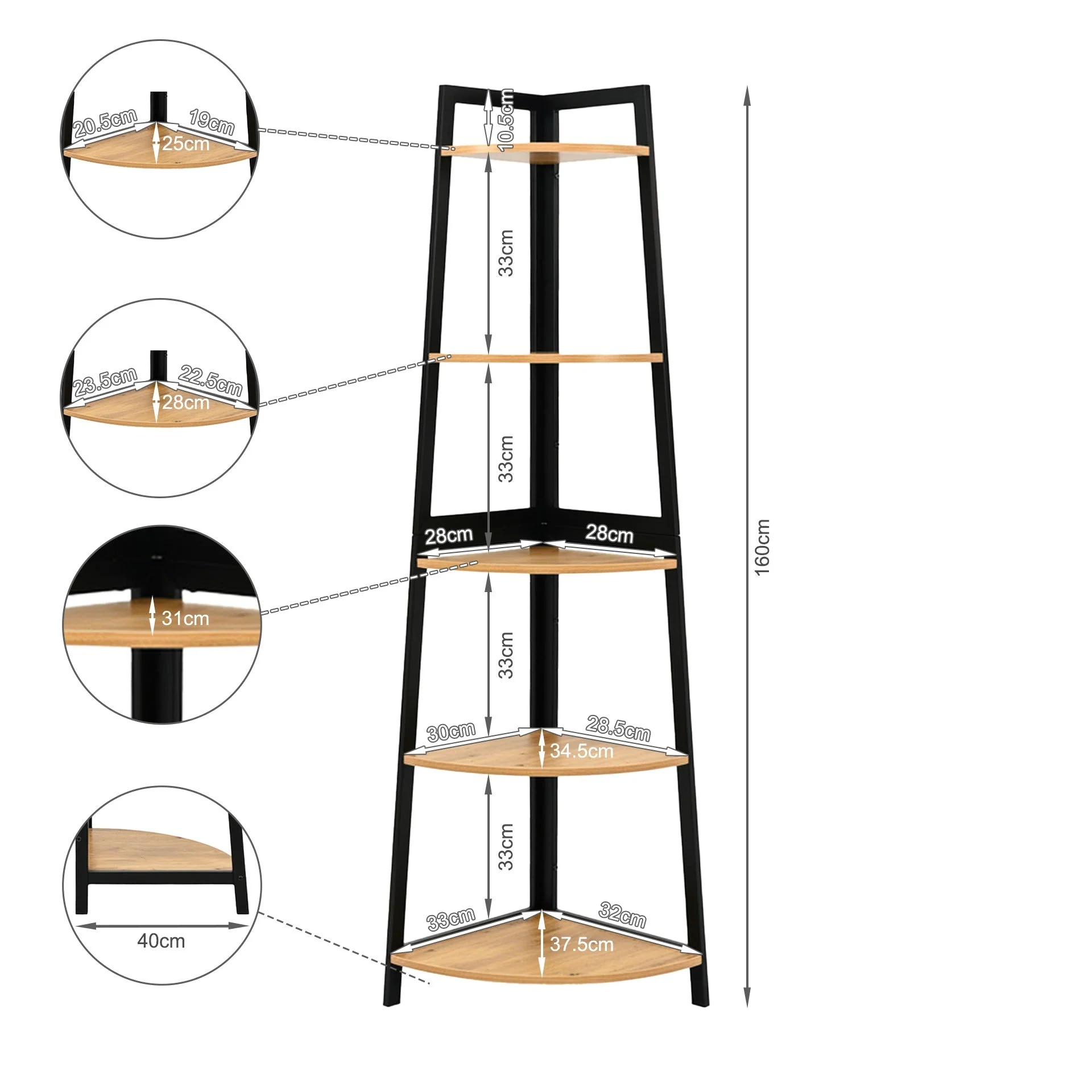 Quoin 5 Tier Corner Shelf - Natural - Image 12
