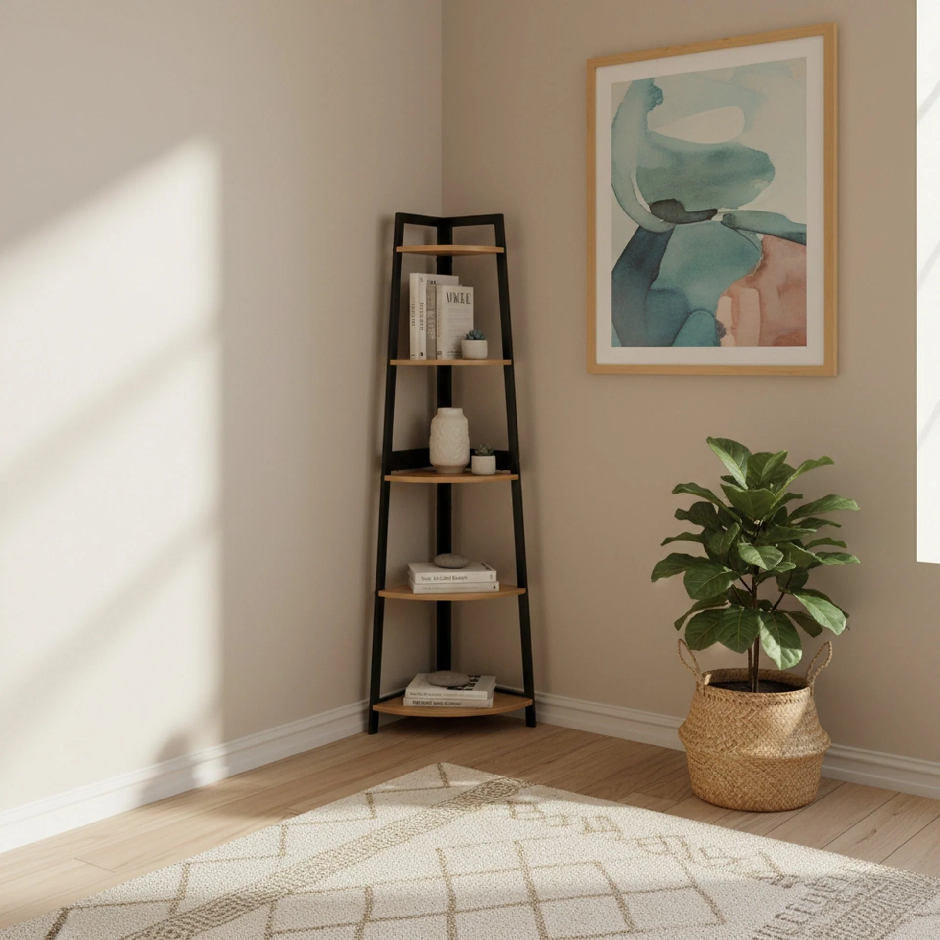 Quoin 5 Tier Corner Shelf - Natural - Image 4
