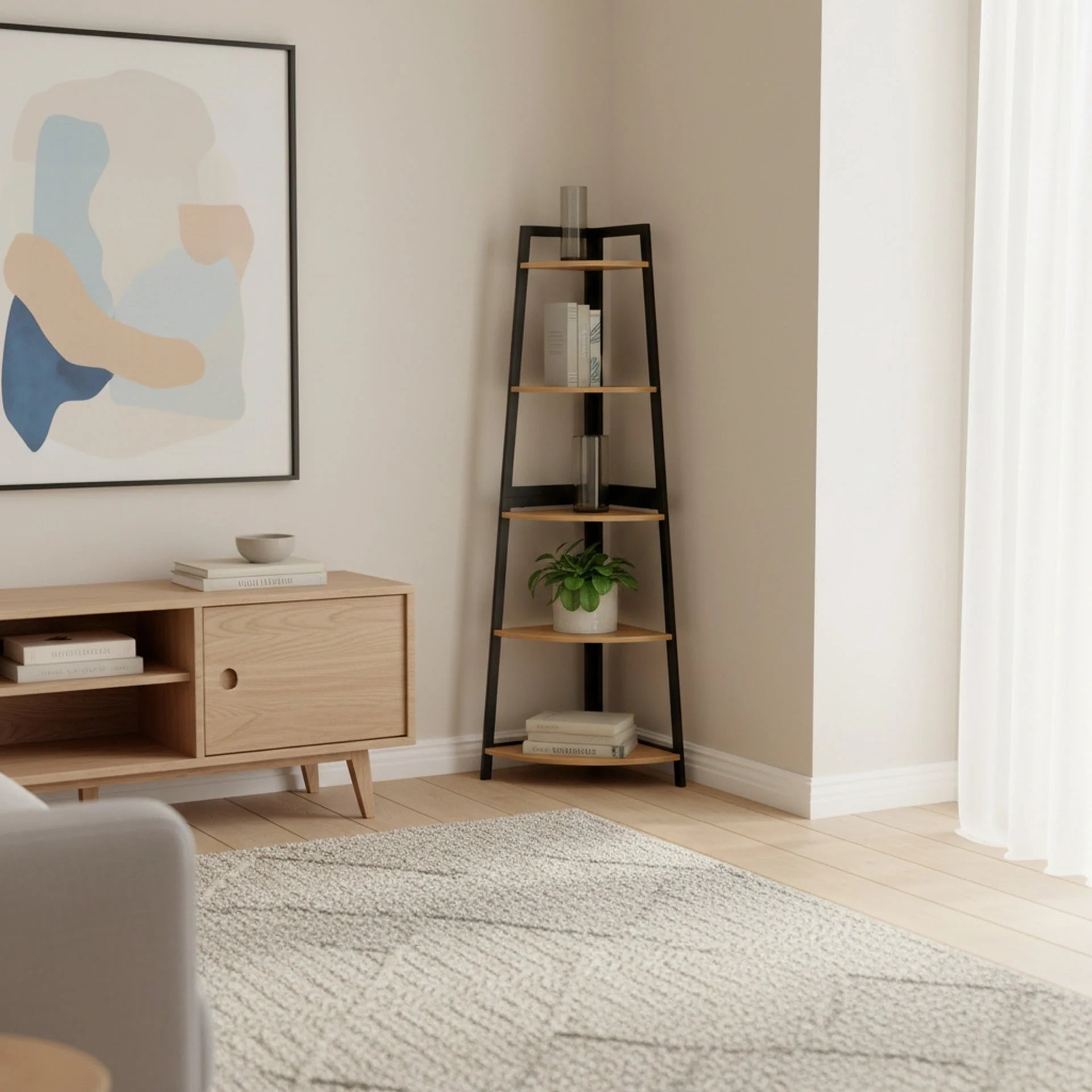 Quoin 5 Tier Corner Shelf - Natural - Image 5