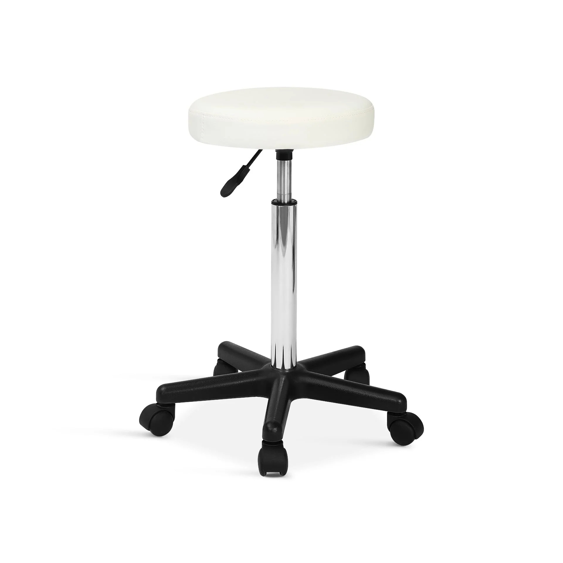Rae Office Stool with PU Leather - White - Image 4