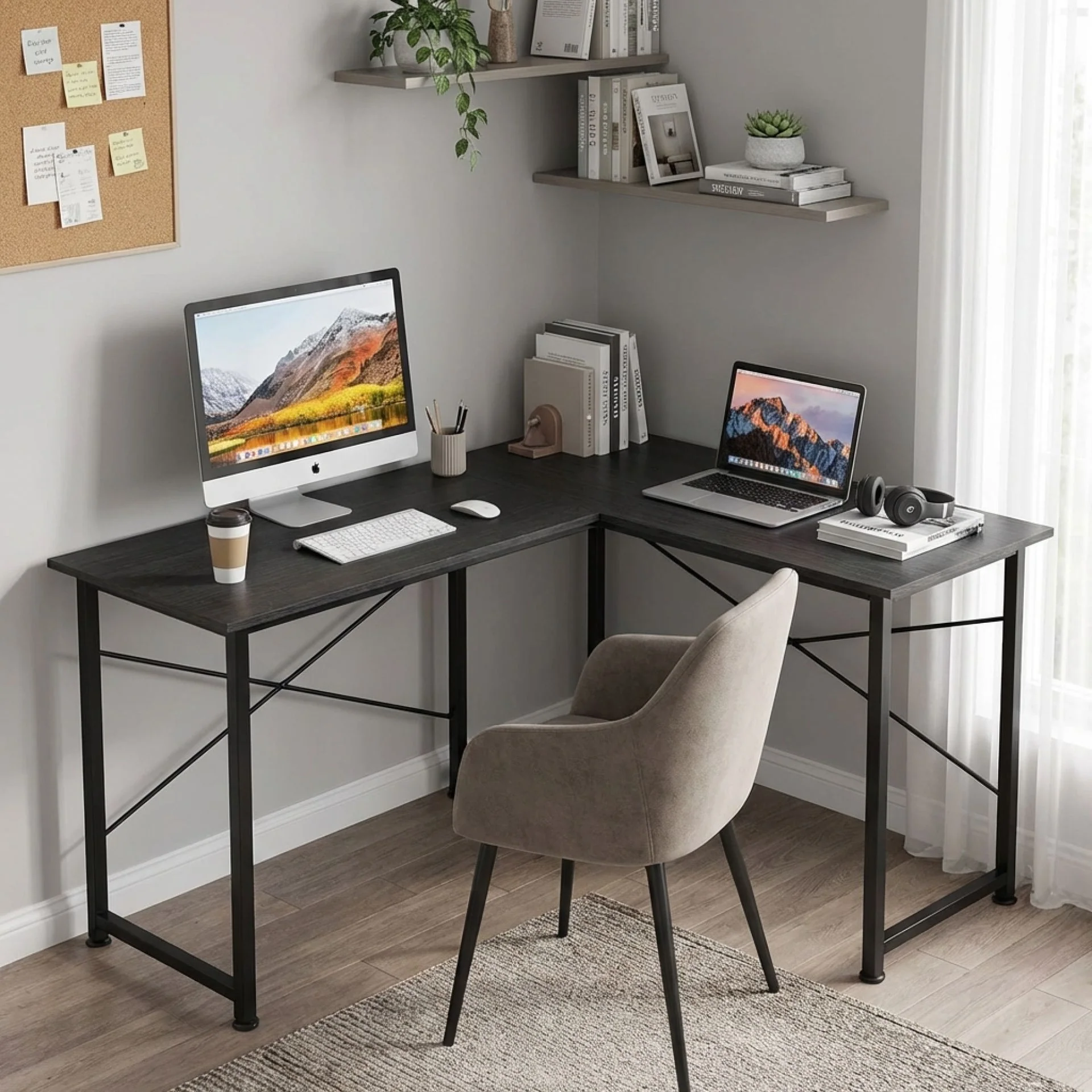 Rafael Computer Corner Desk - Black - Image 4
