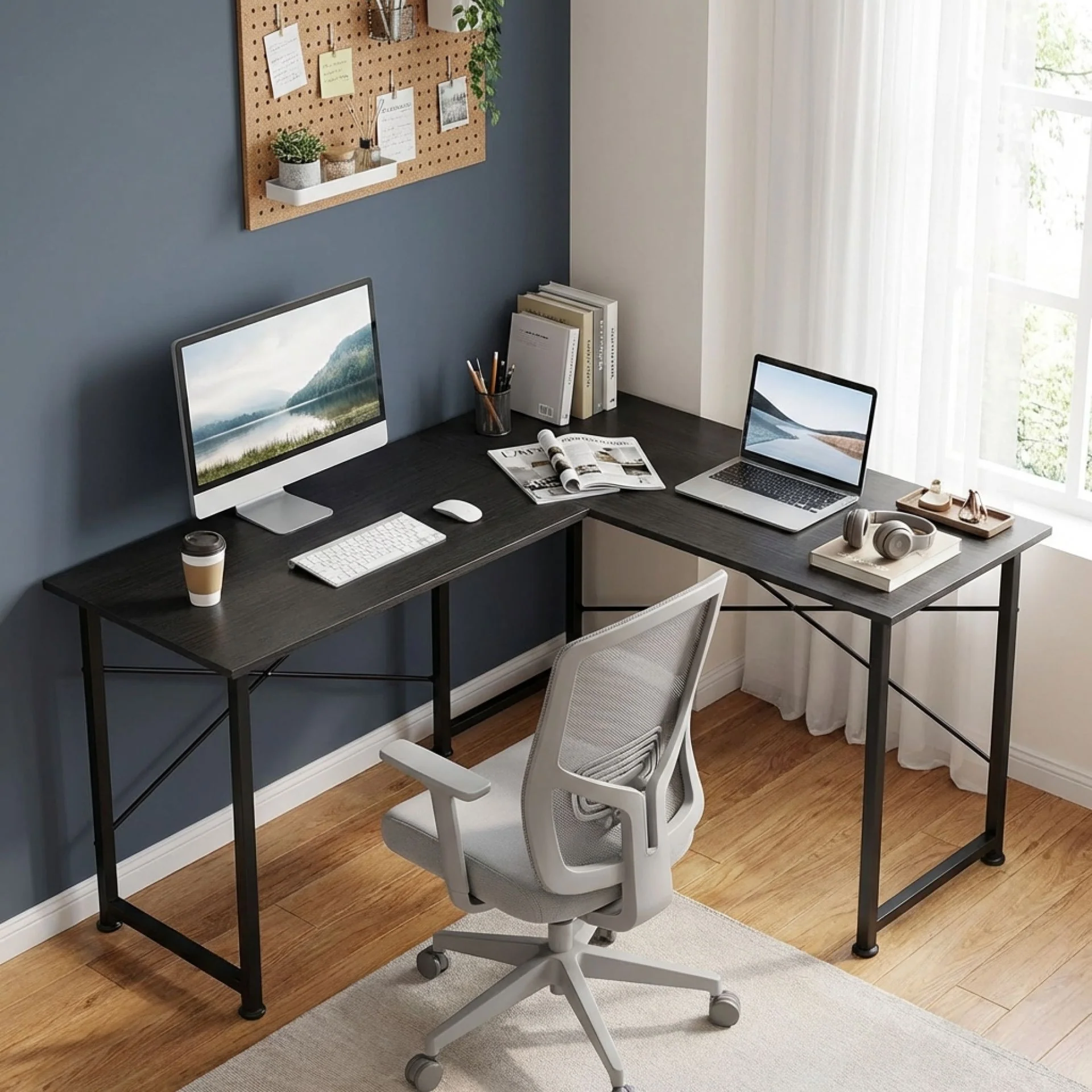 Rafael Computer Corner Desk - Black - Image 5