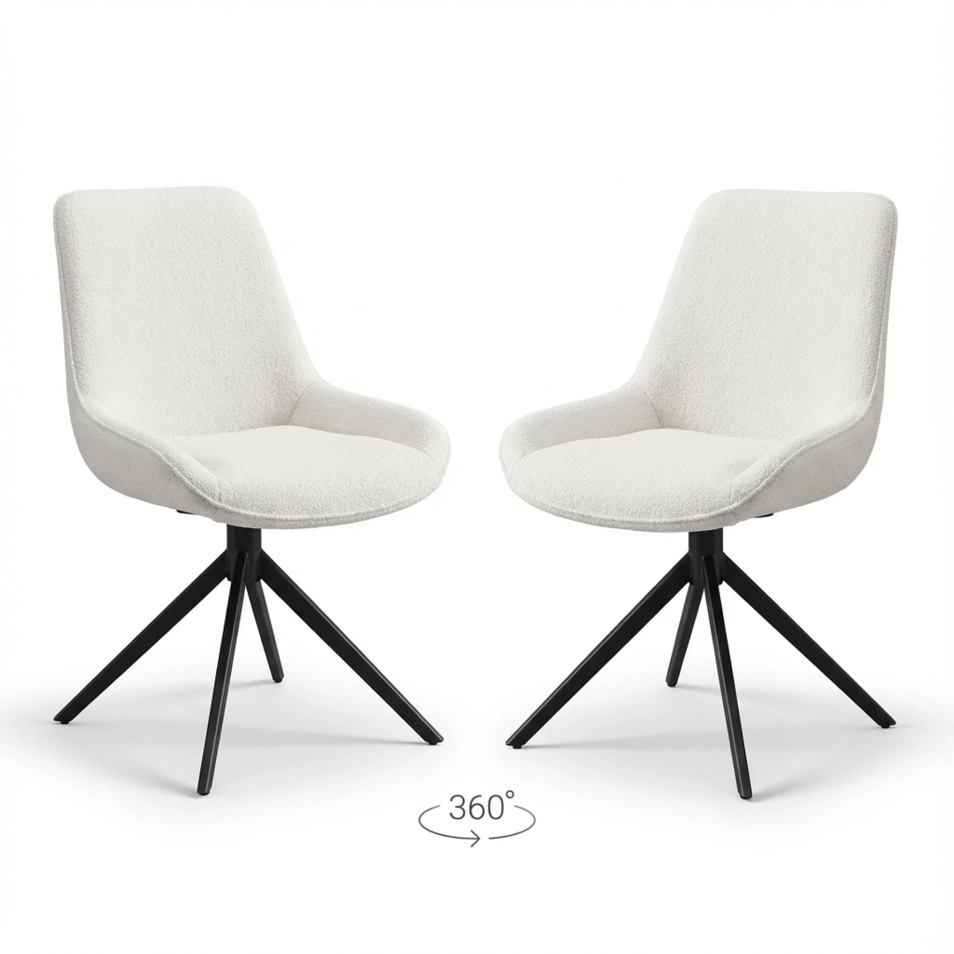 Ramona Boucle Dining Chair - Set of 2 - White + Black - Image 10