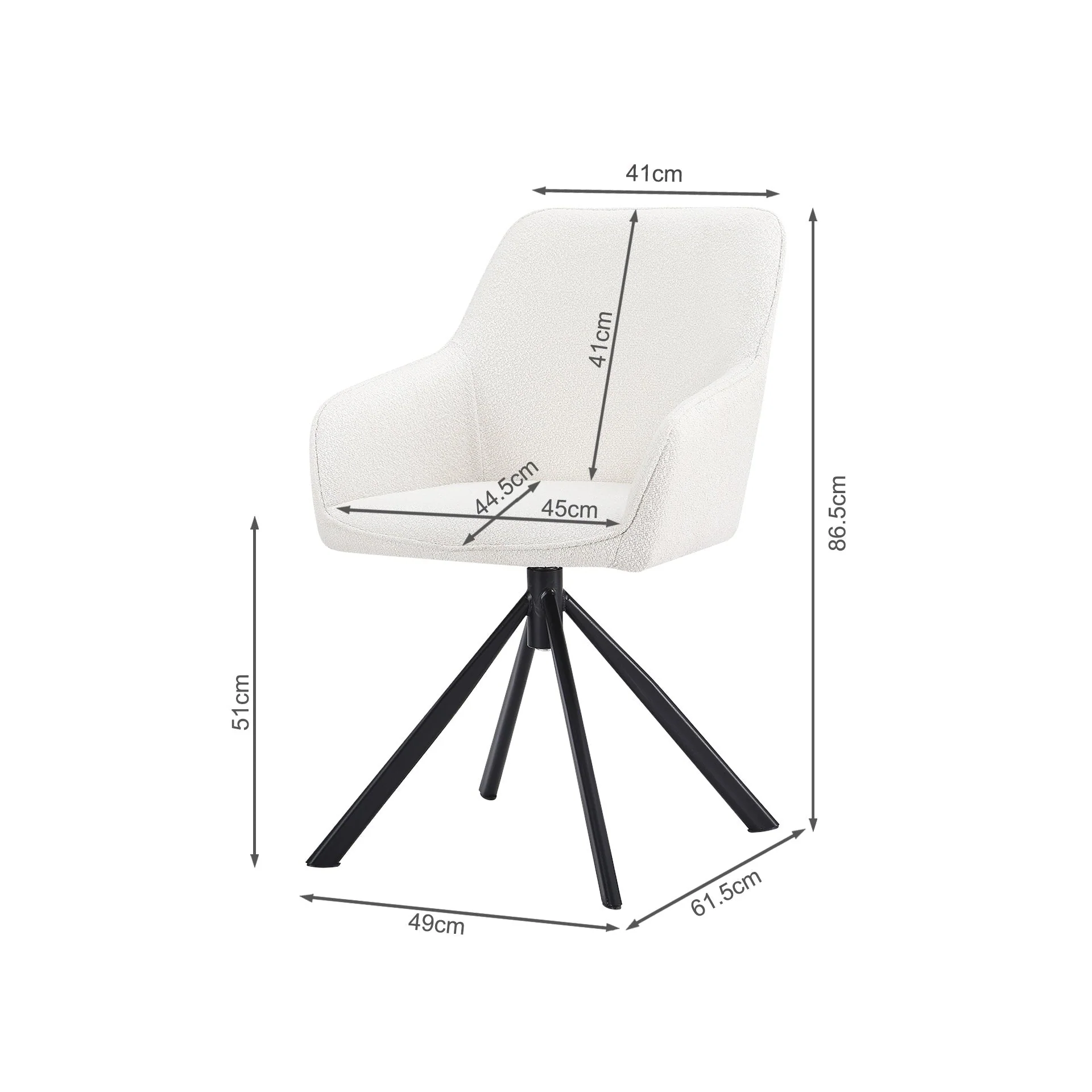 Ramona Boucle Dining Chair - Set of 2 - White + Black - Image 12