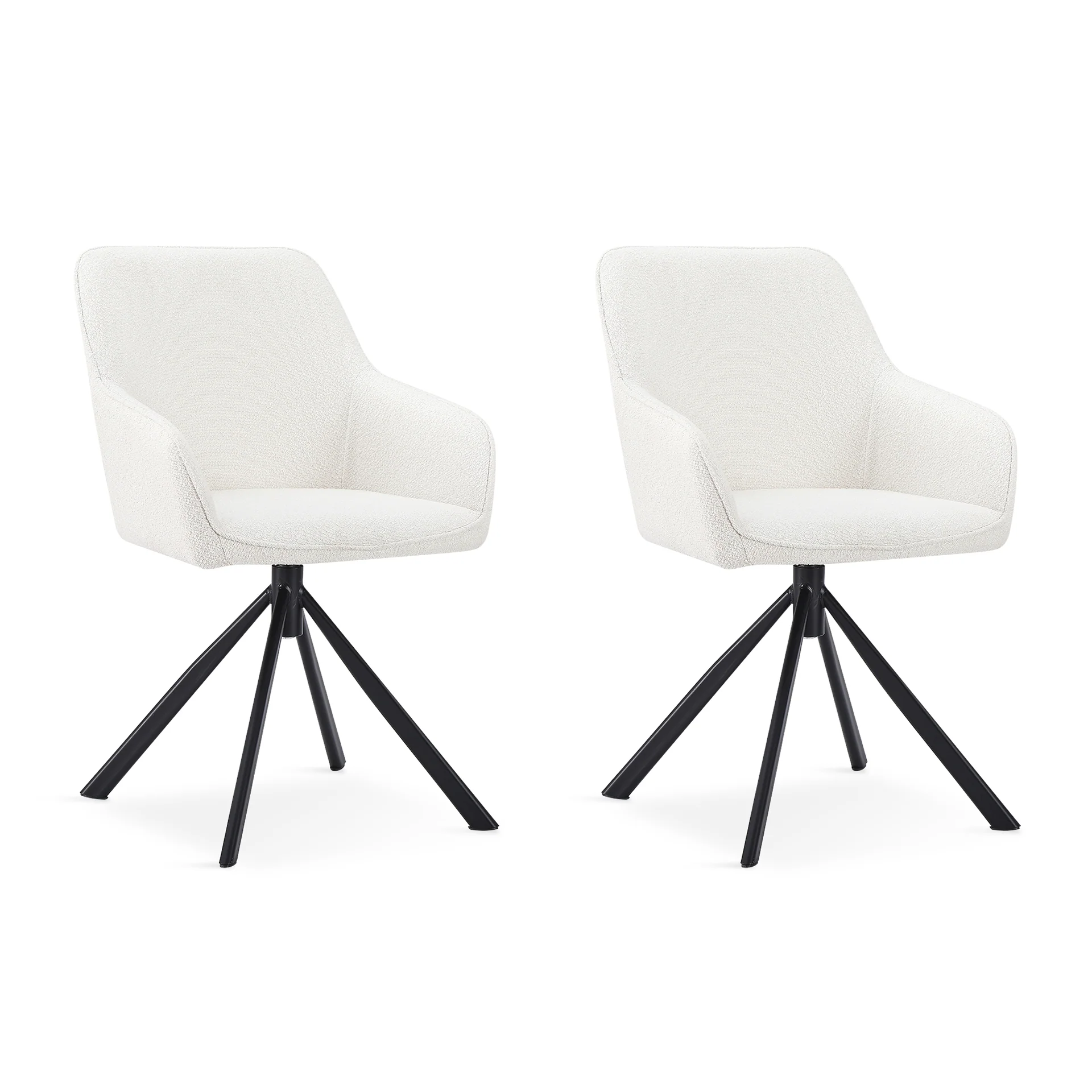 Ramona Boucle Dining Chair - Set of 2 - White + Black - Image 7