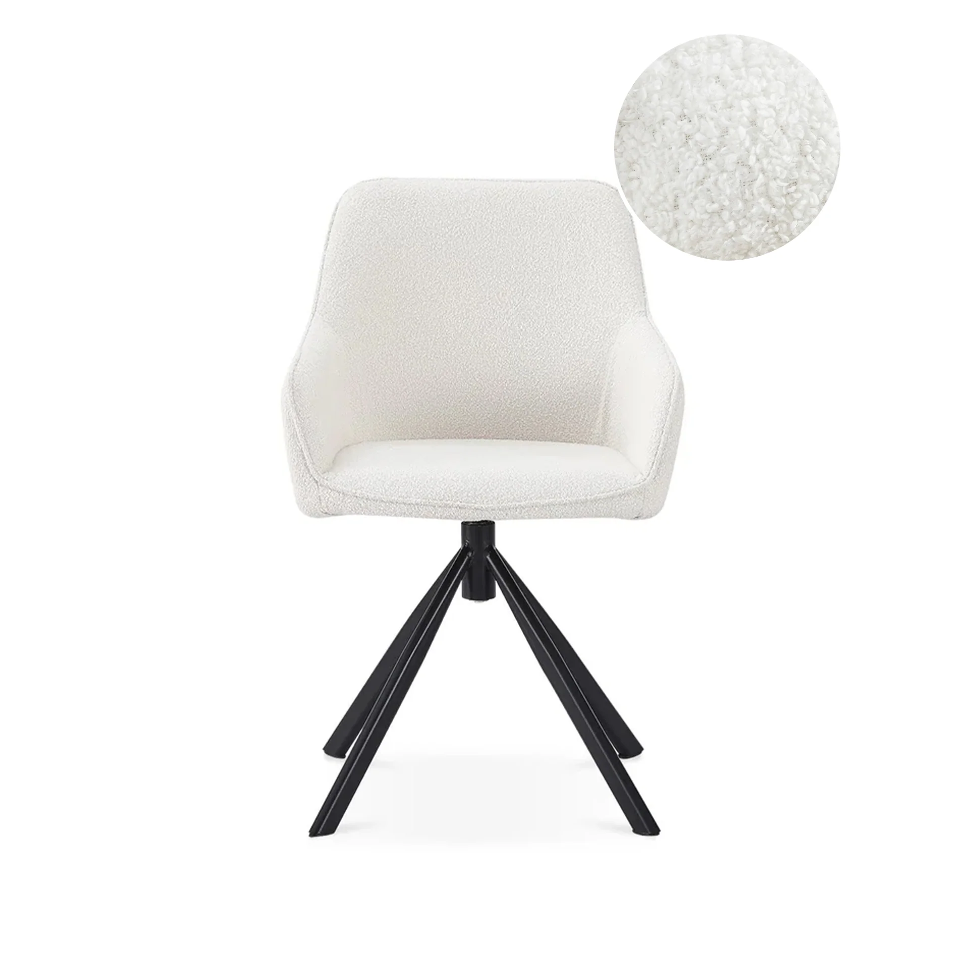 Ramona Boucle Dining Chair - Set of 2 - White + Black - Image 8