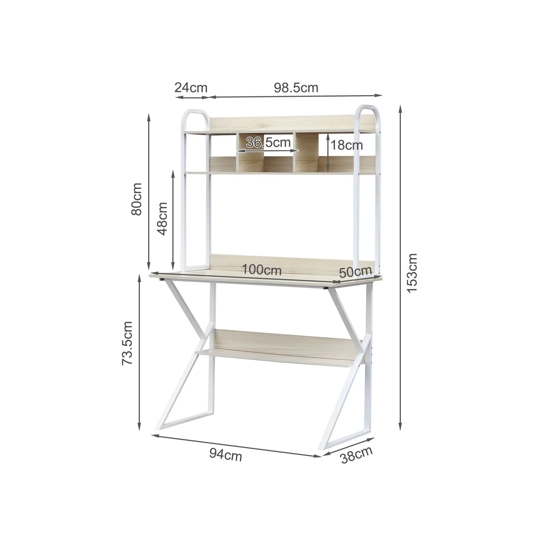 Ramsey 100cm Computer Desk with Bookshelf - Maple - Image 5