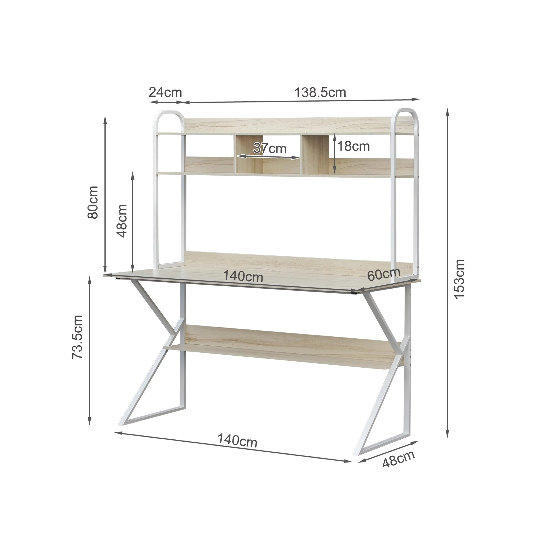 Ramsey 140cm Computer Desk with Bookshelf - Maple - Image 6