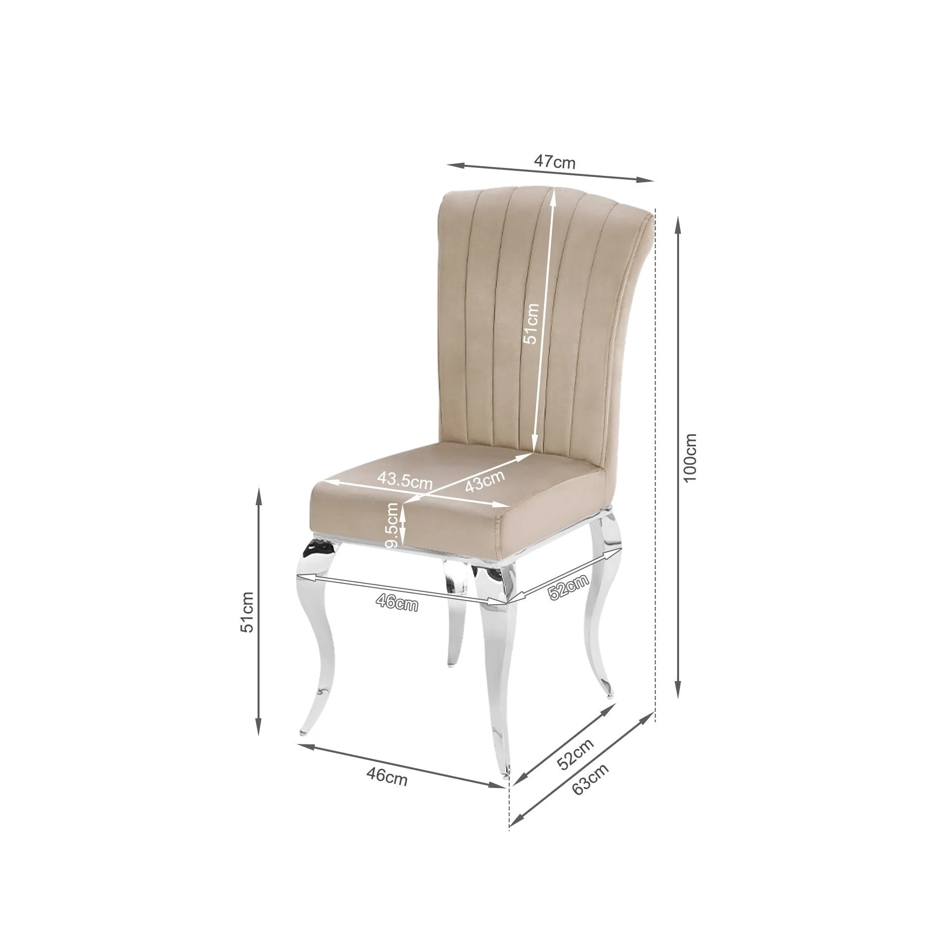 Raven Velvet Dining Chairs - Set of 4 - Light Brown - Image 11