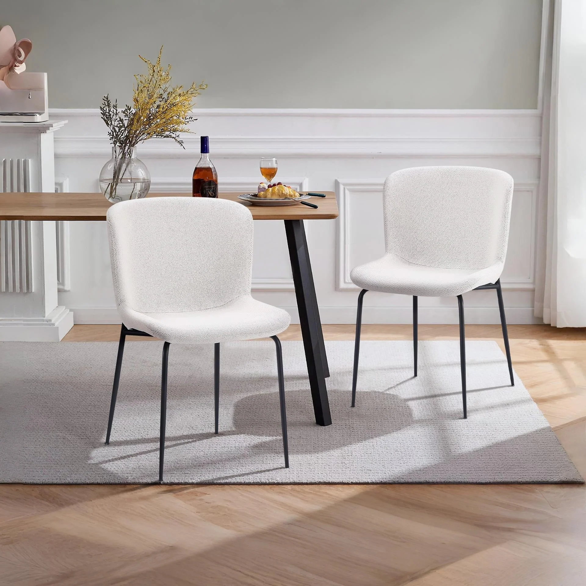 Rayne Dining Chair - Set of 2 - Beige + Black - Image 2