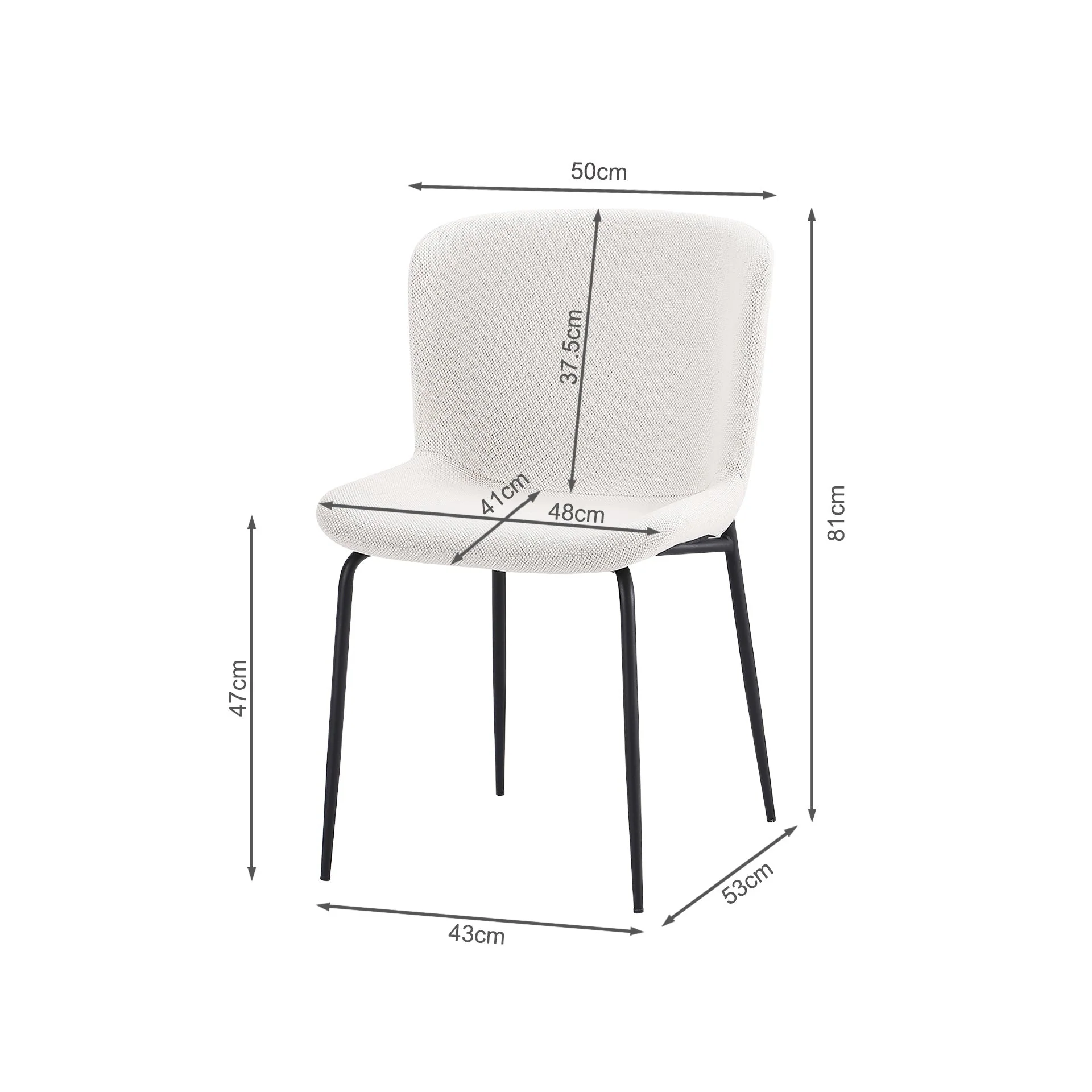 Rayne Dining Chair - Set of 2 - Beige + Black - Image 7