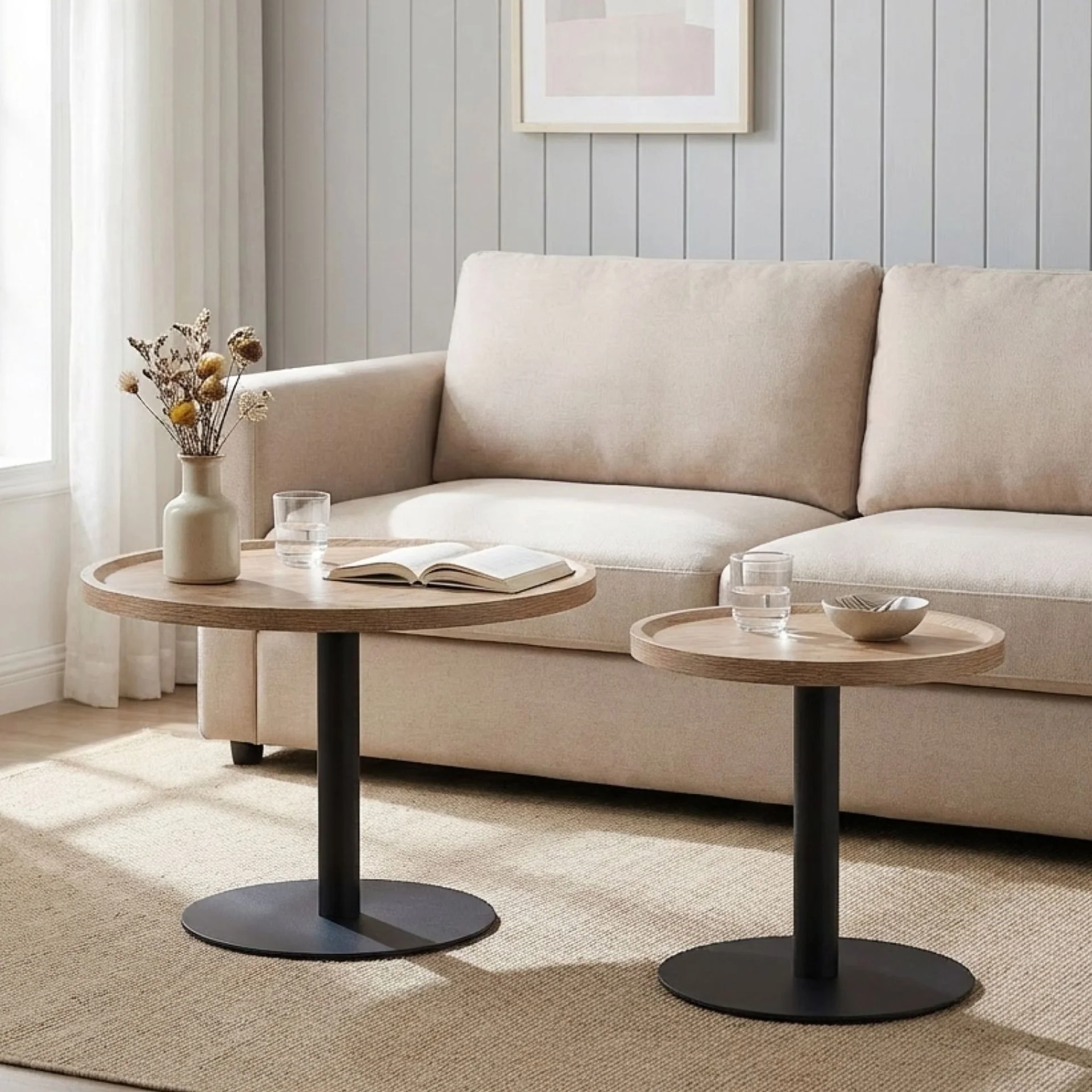 Remy Round Coffee Table - Set Of 2 - Oak - Image 3