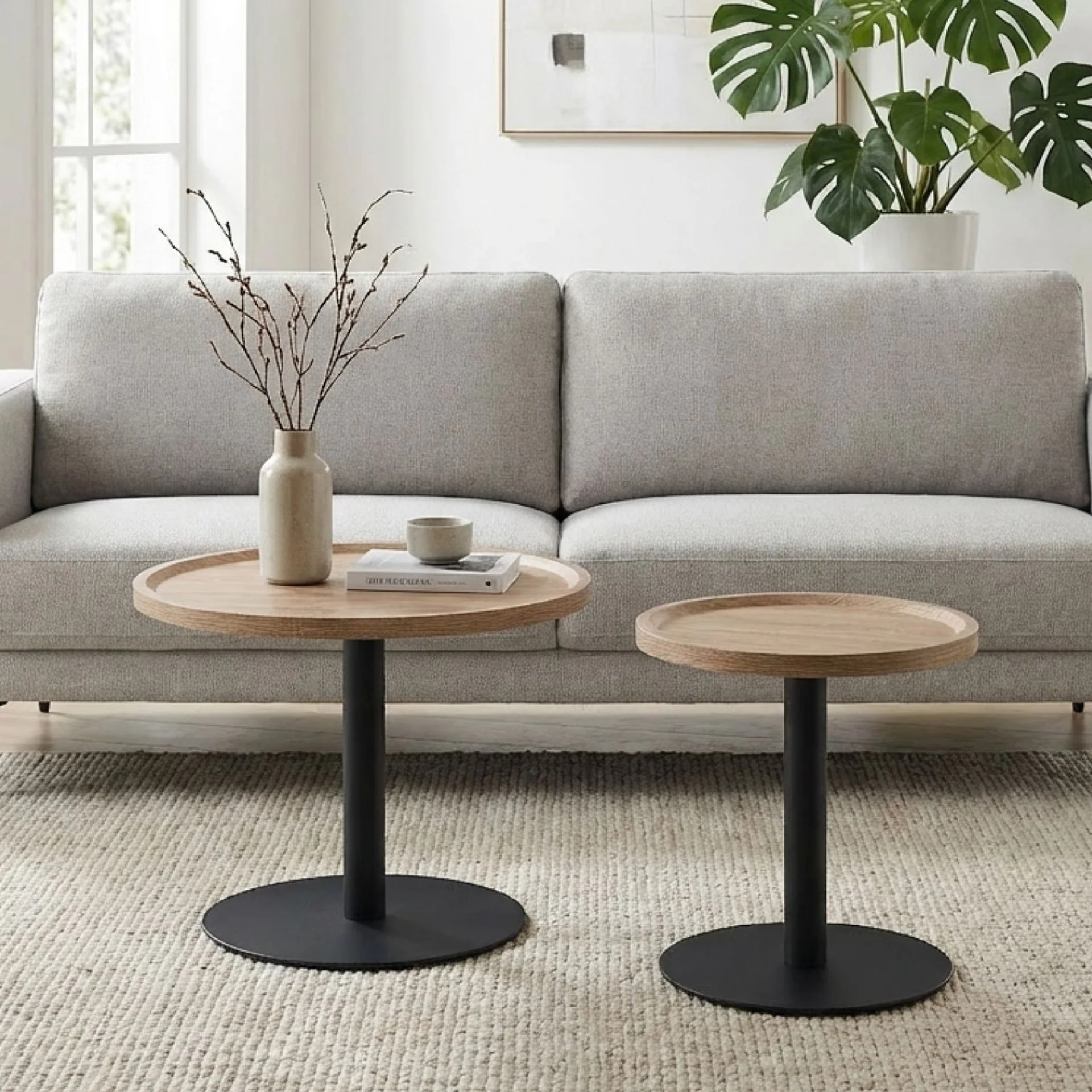 Remy Round Coffee Table - Set Of 2 - Oak - Image 4