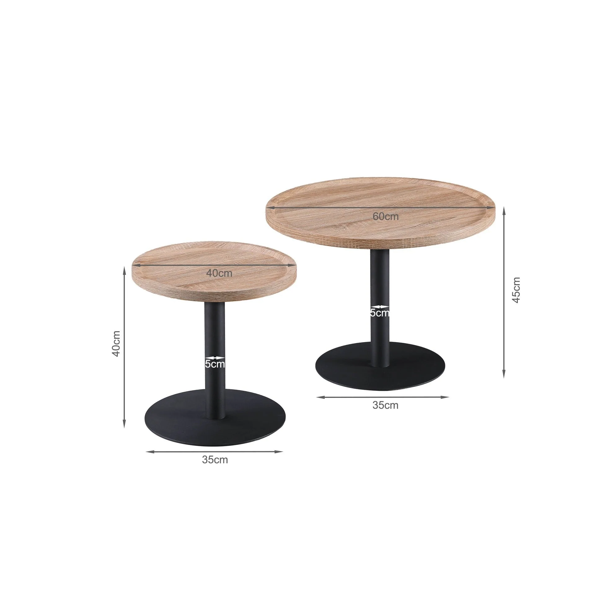 Remy Round Coffee Table - Set Of 2 - Oak - Image 9
