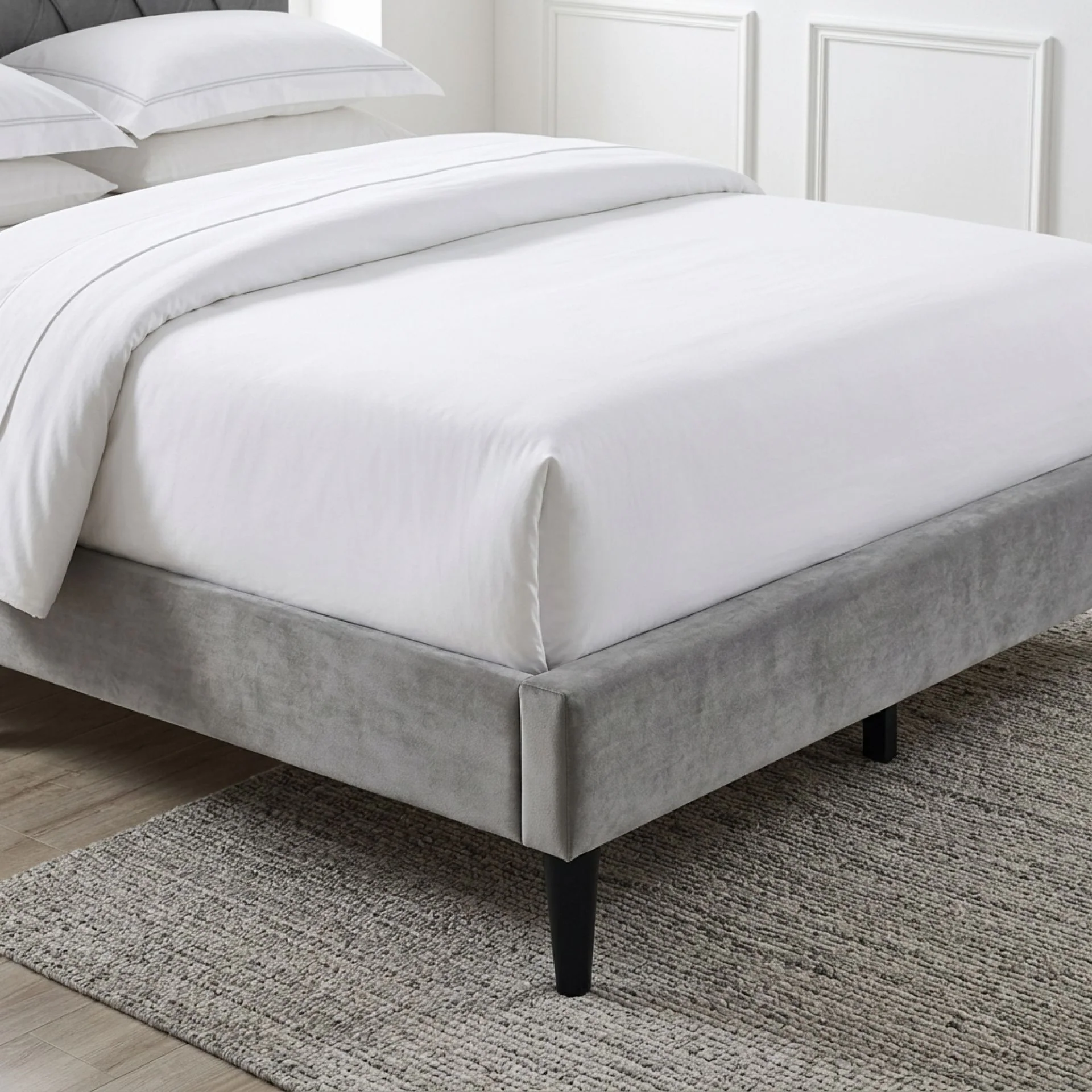 Rila Queen Velvet Bed Frame - Grey - Image 5