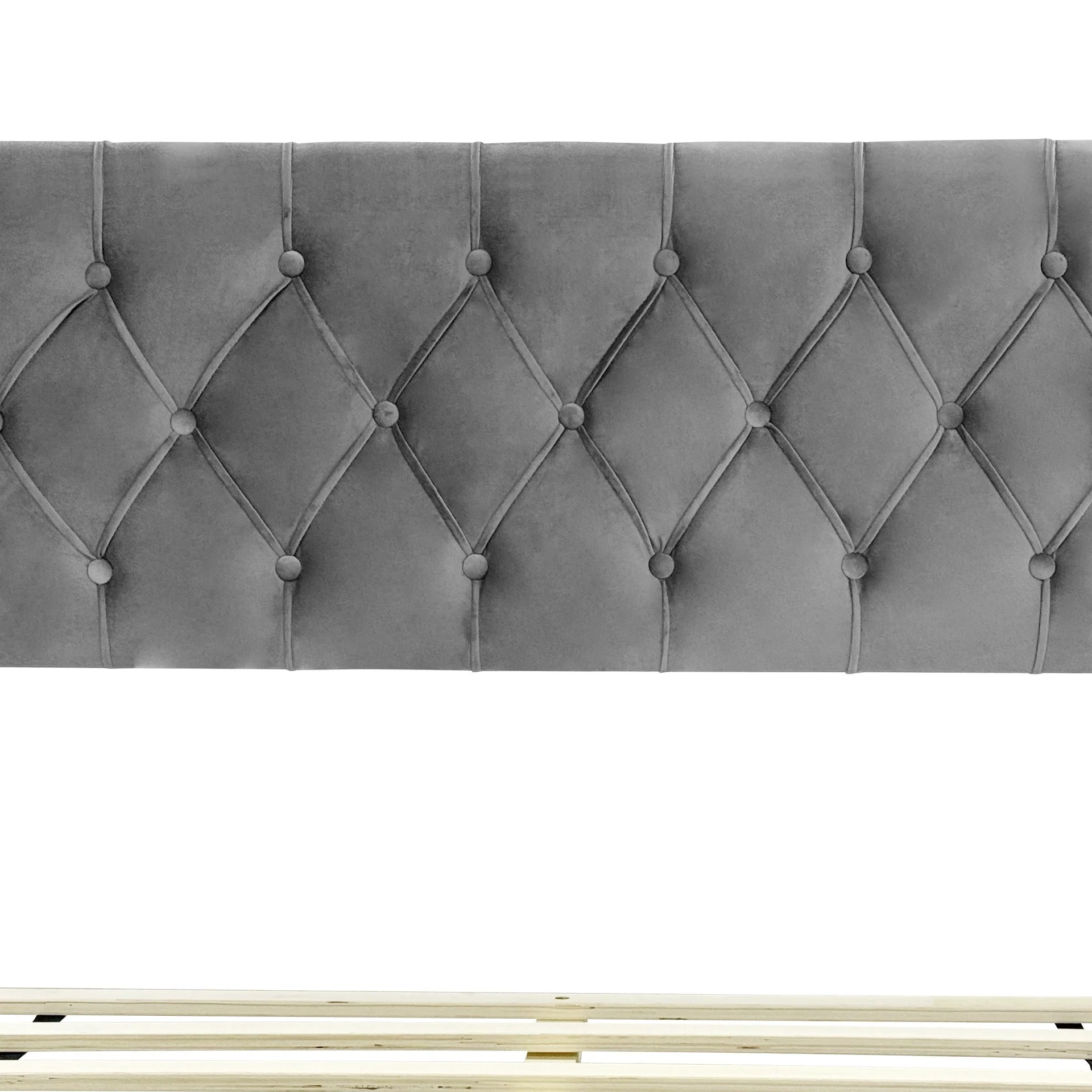 Rila Queen Velvet Bed Frame - Grey - Image 8
