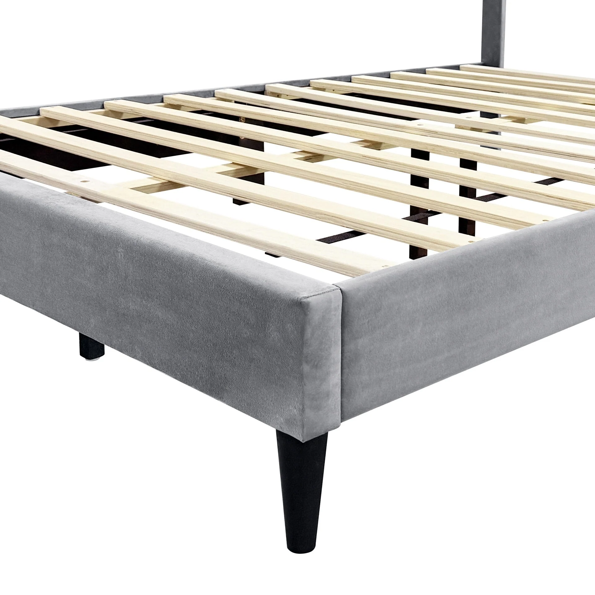 Rila Queen Velvet Bed Frame - Grey - Image 9