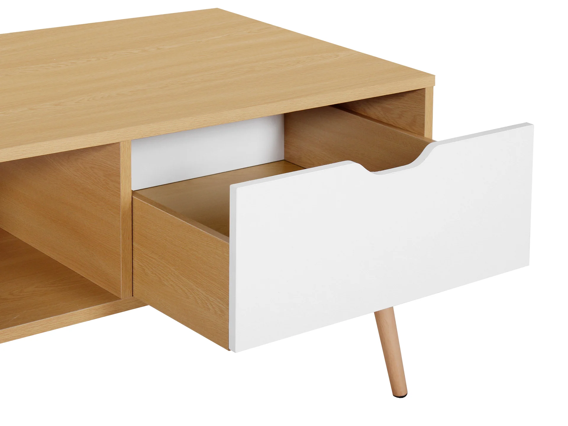 Riley 1 Drawer Wooden Coffee Table - Oak - Image 5