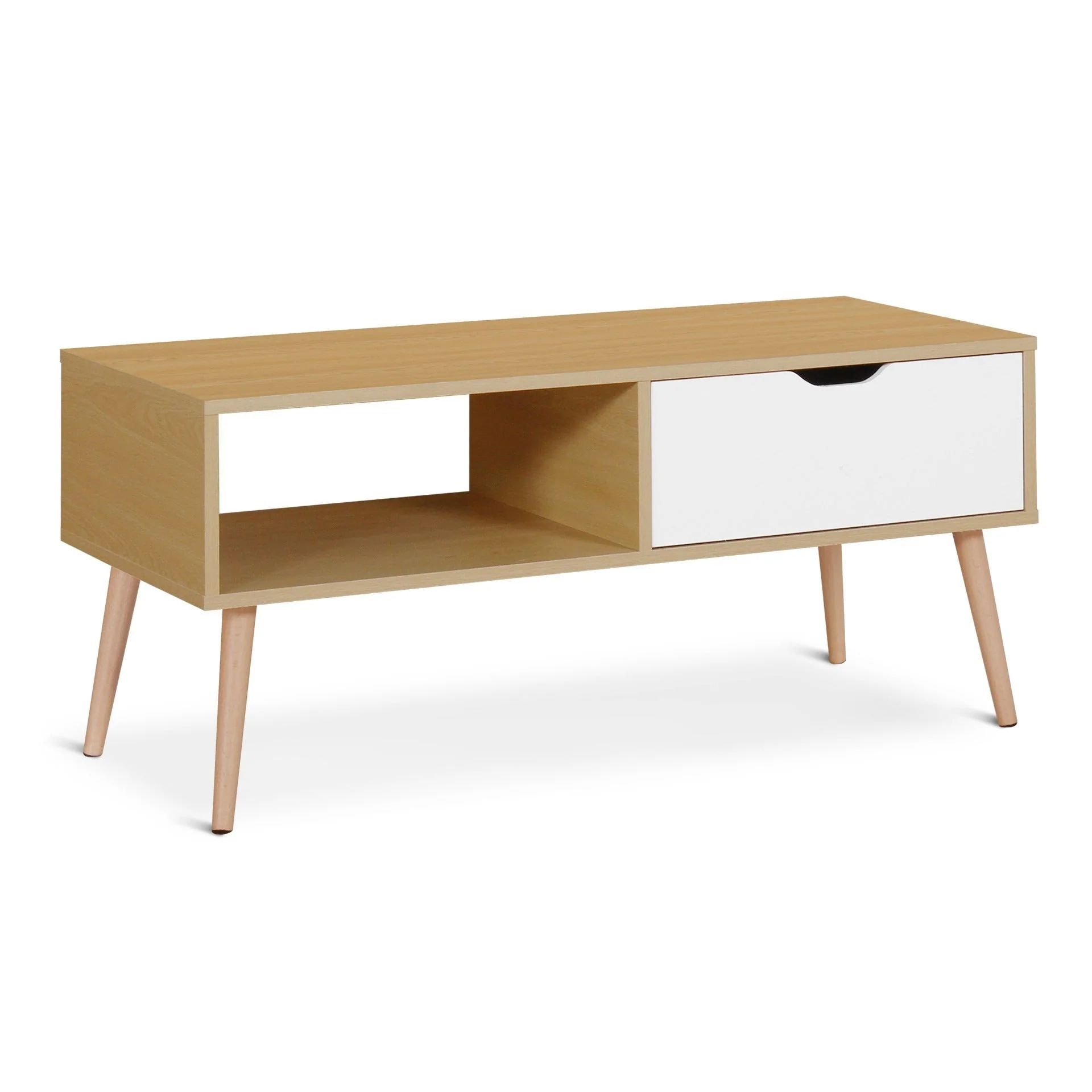 RILEY Wooden Coffee Table - Maple + White - Image 9