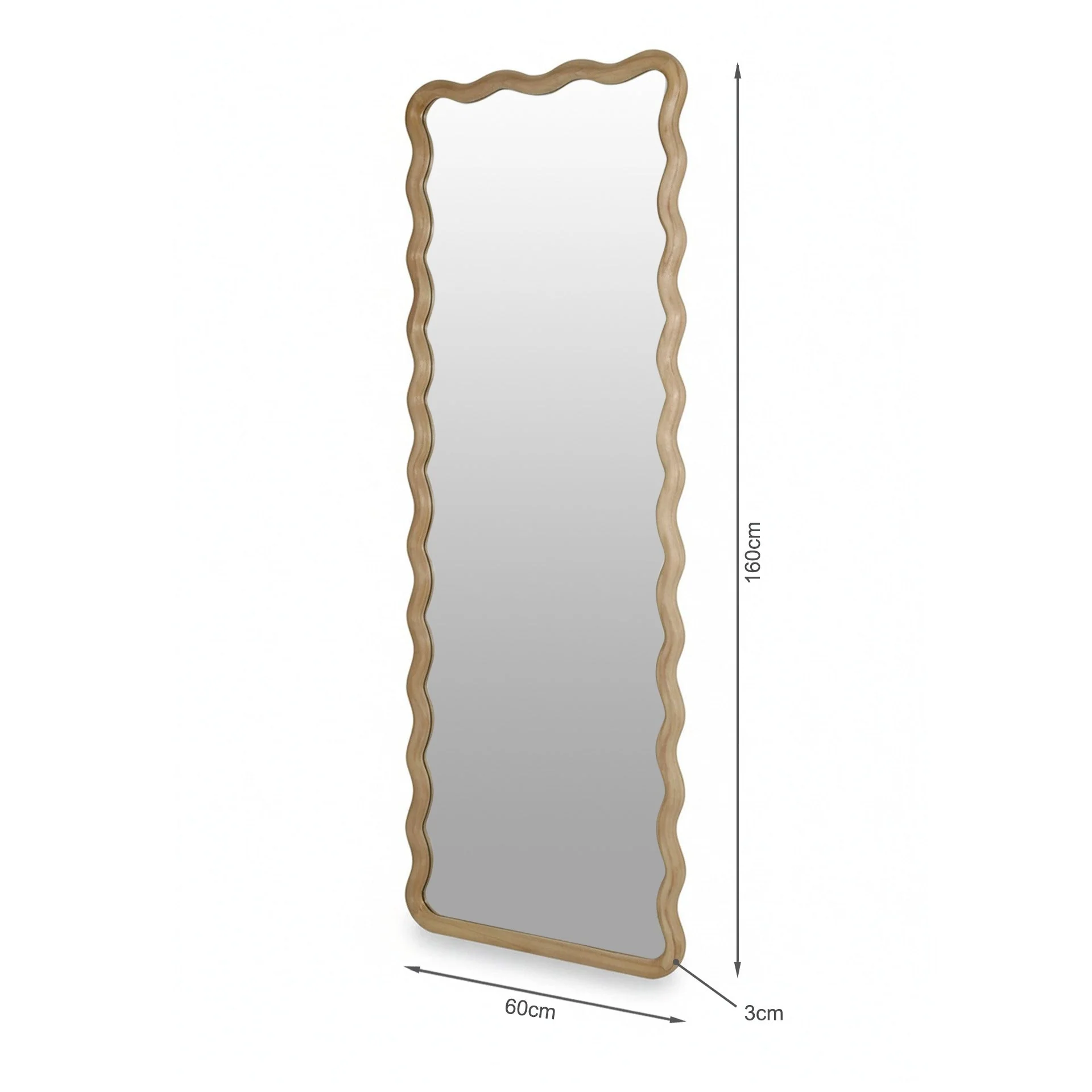 Ripple Wavy Wooden Full Length Mirror 160cm - Light Wood - Image 14