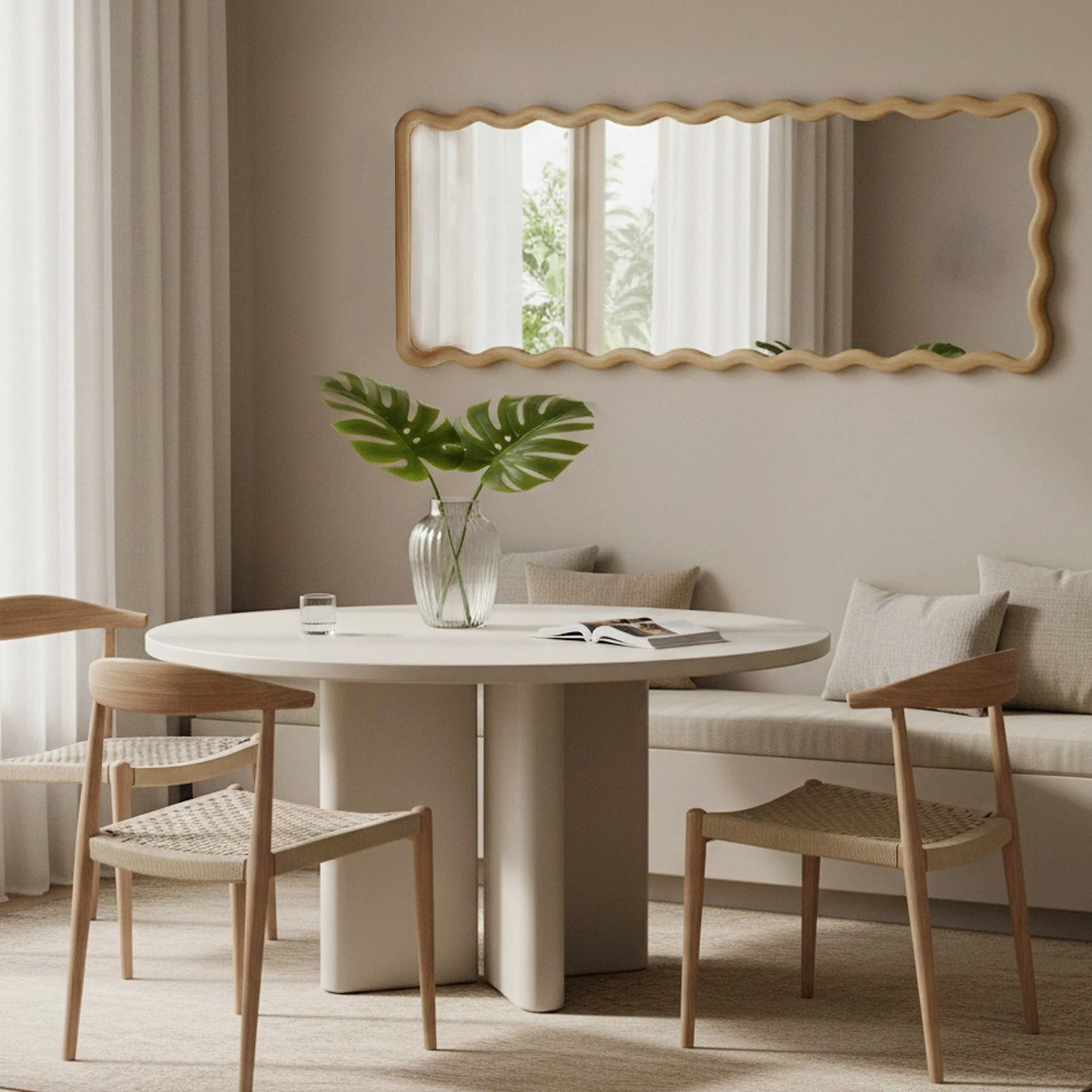 Ripple Wavy Wooden Full Length Mirror 160cm - Light Wood - Image 6
