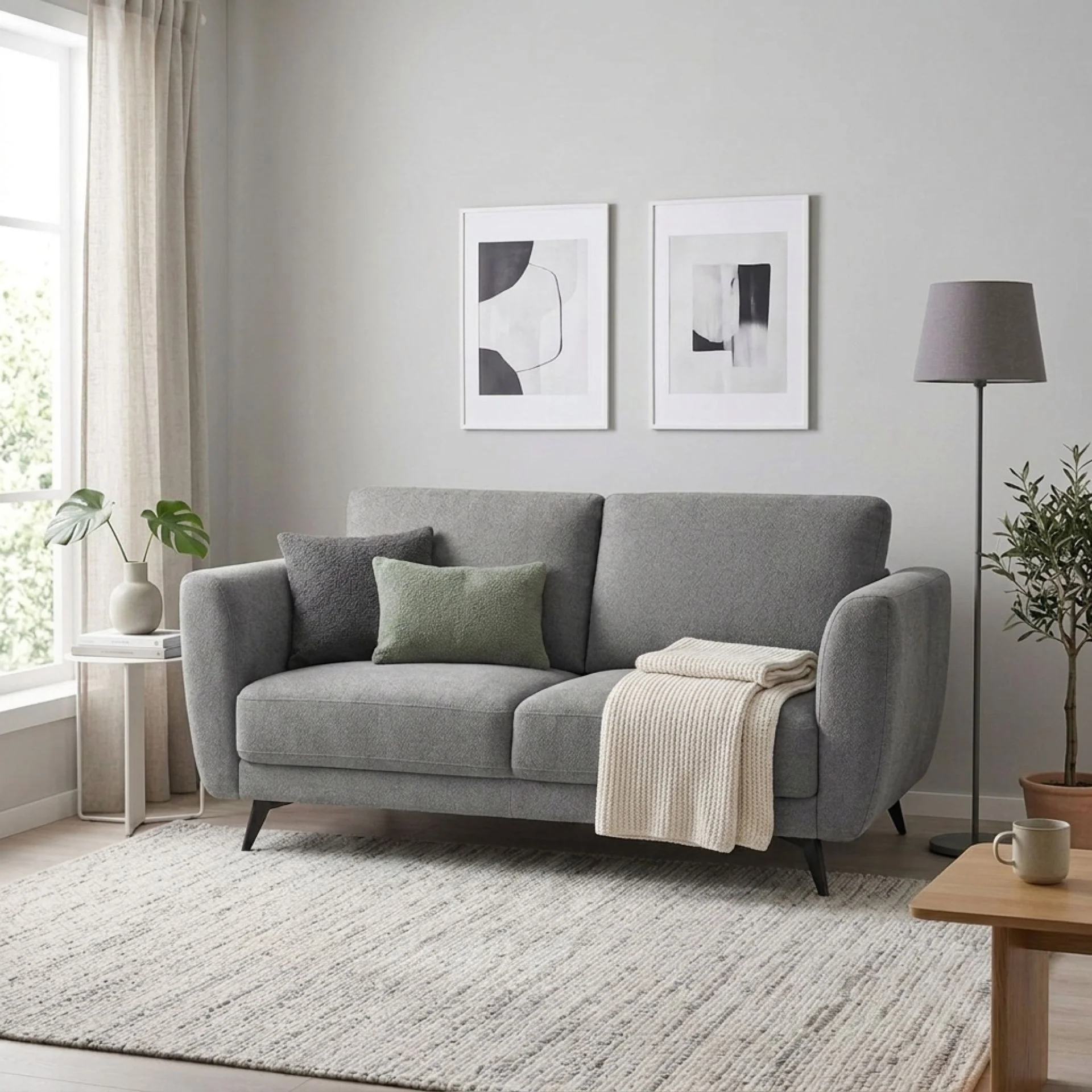 Rivel Chenille 2 Seater Sofa - Ash Grey