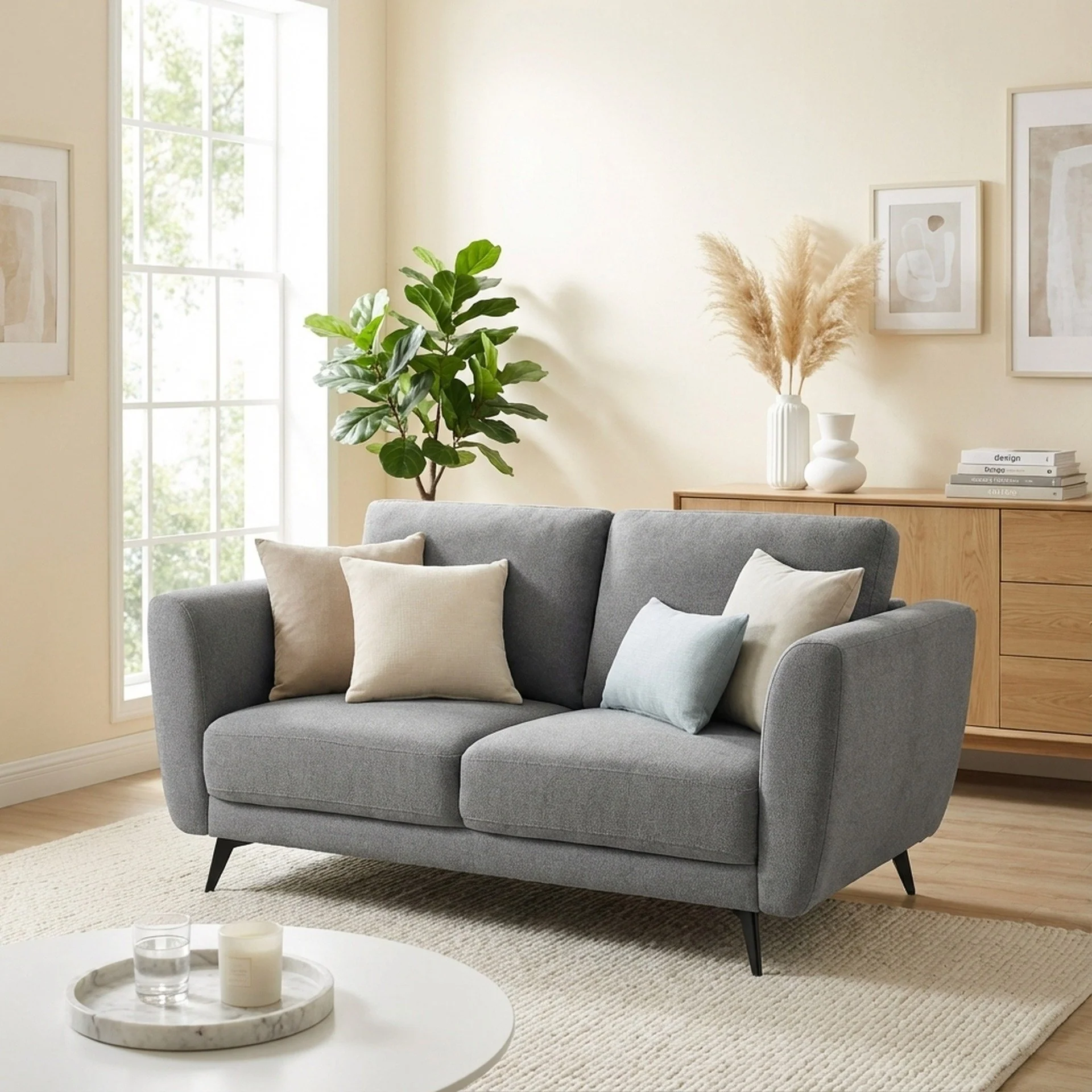 Rivel Chenille 2 Seater Sofa - Ash Grey - Image 6