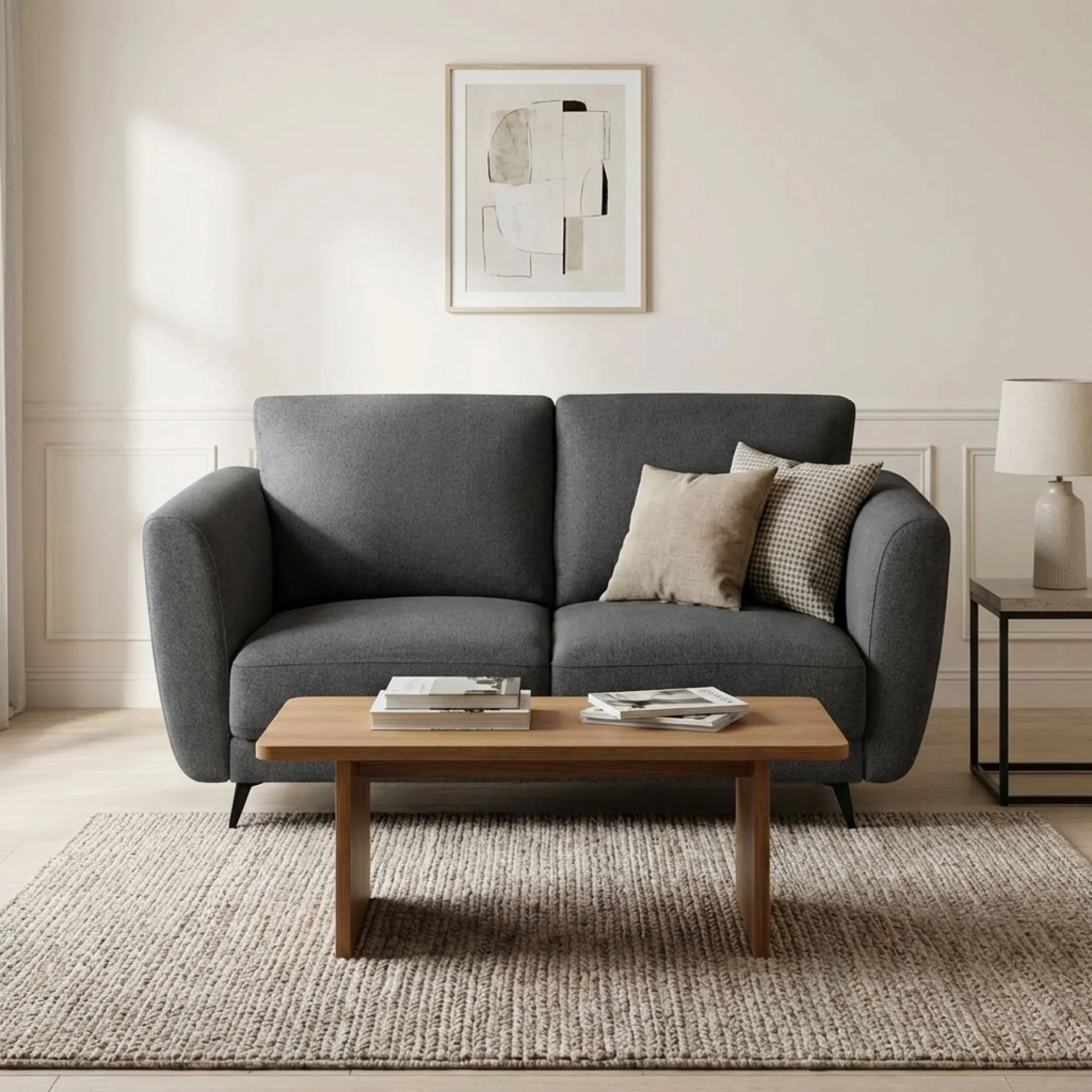 Rivel Chenille 2 Seater Sofa - Dark Grey - Image 3