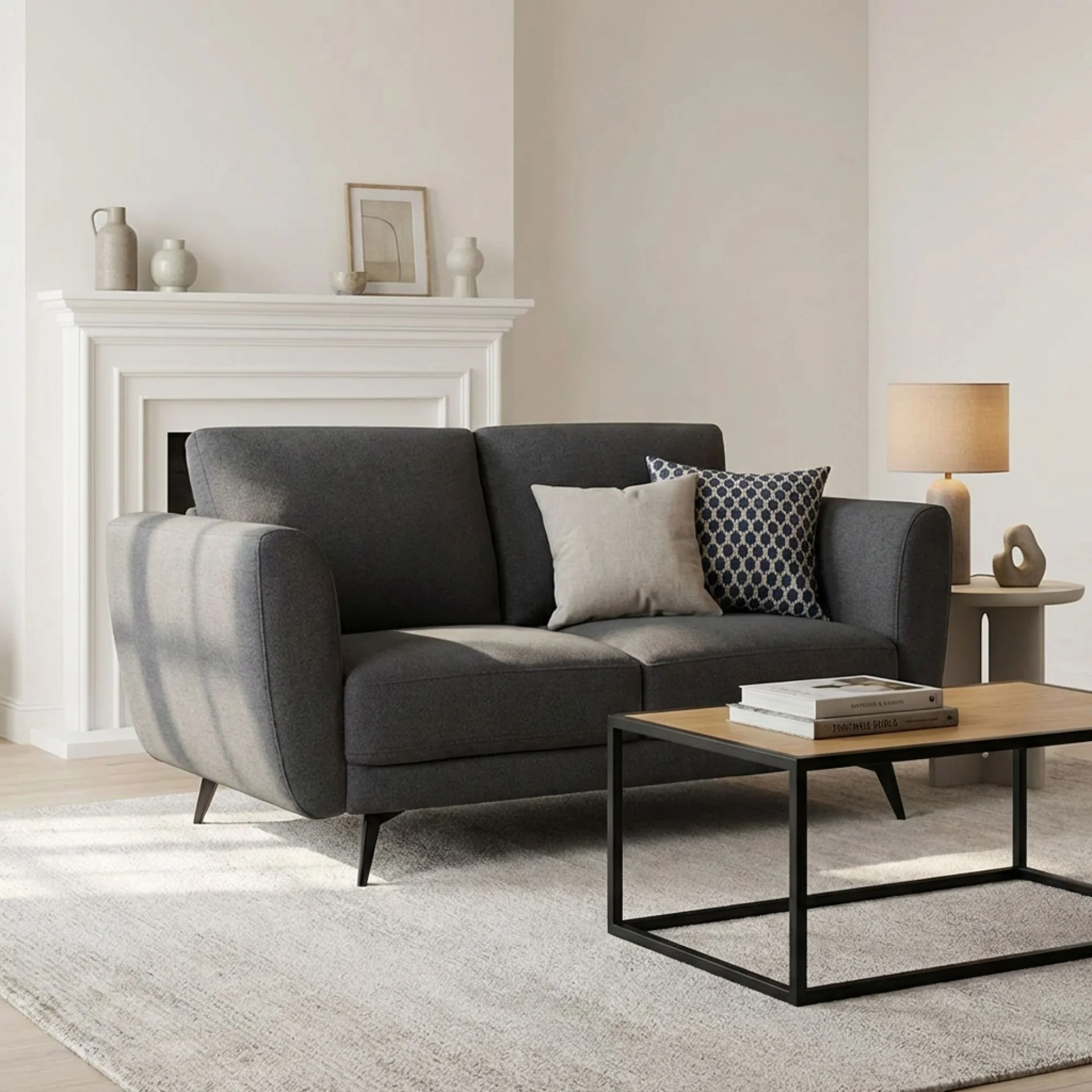 Rivel Chenille 2 Seater Sofa - Dark Grey - Image 4