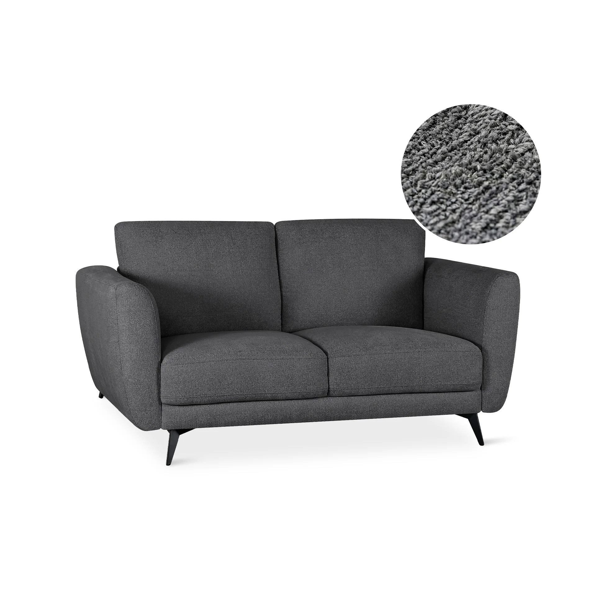 Rivel Chenille 2 Seater Sofa - Dark Grey - Image 7