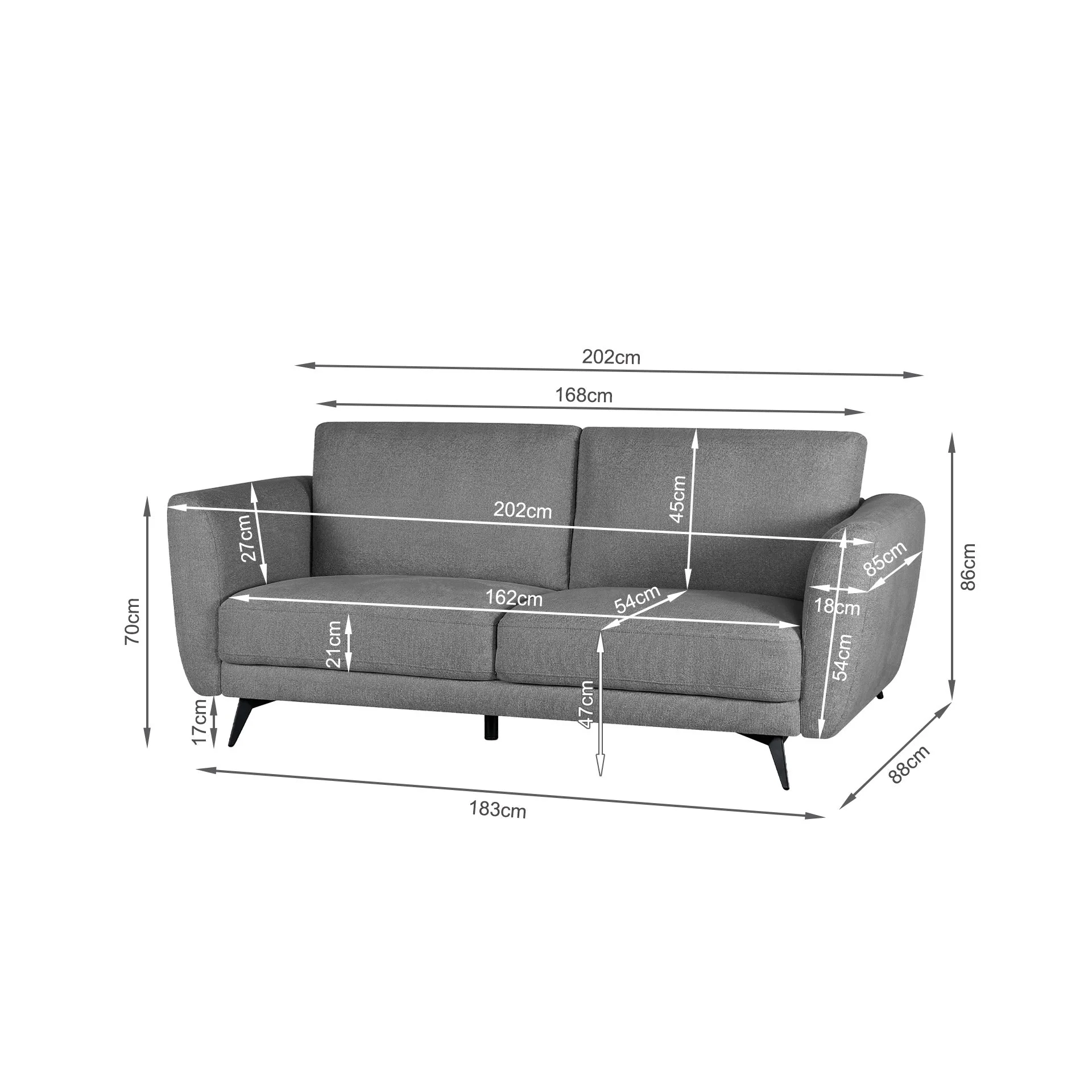 Rivel Chenille 3 Seater Sofa - Ash Grey - Image 13