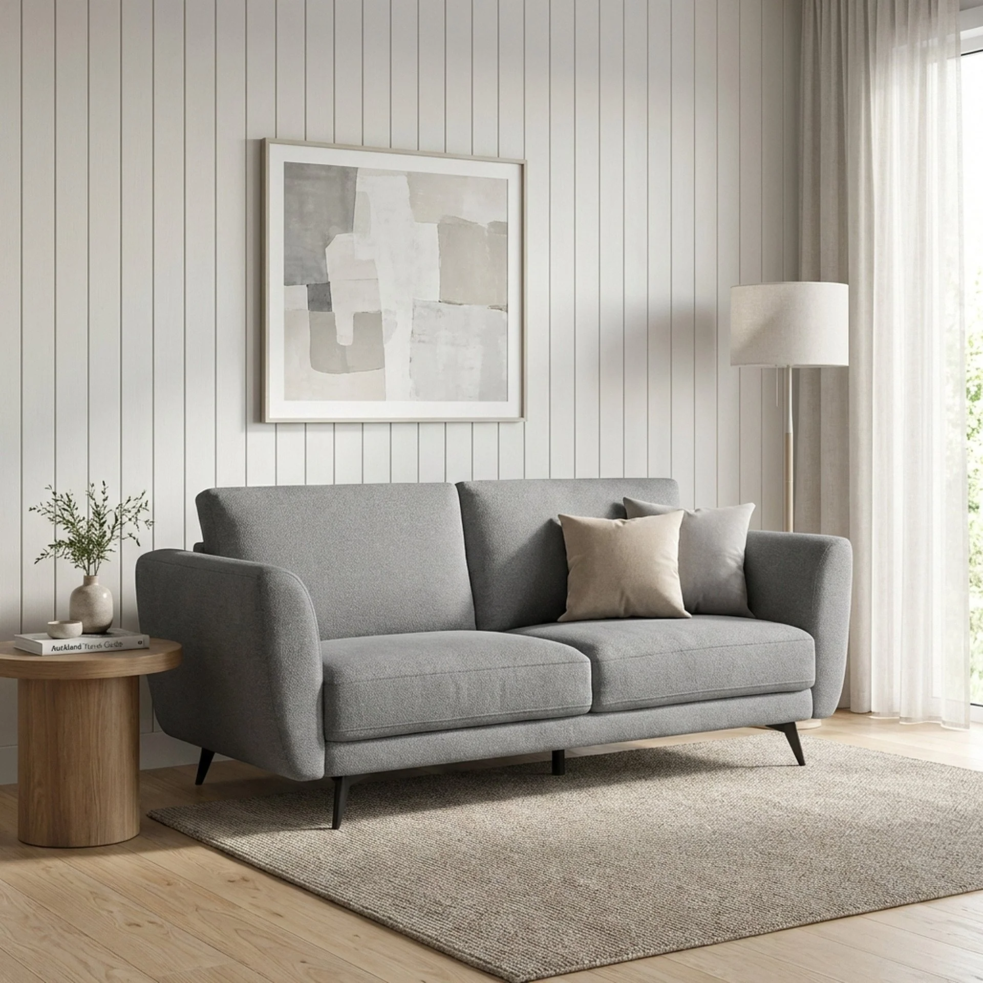 Rivel Chenille 3 Seater Sofa - Ash Grey - Image 3