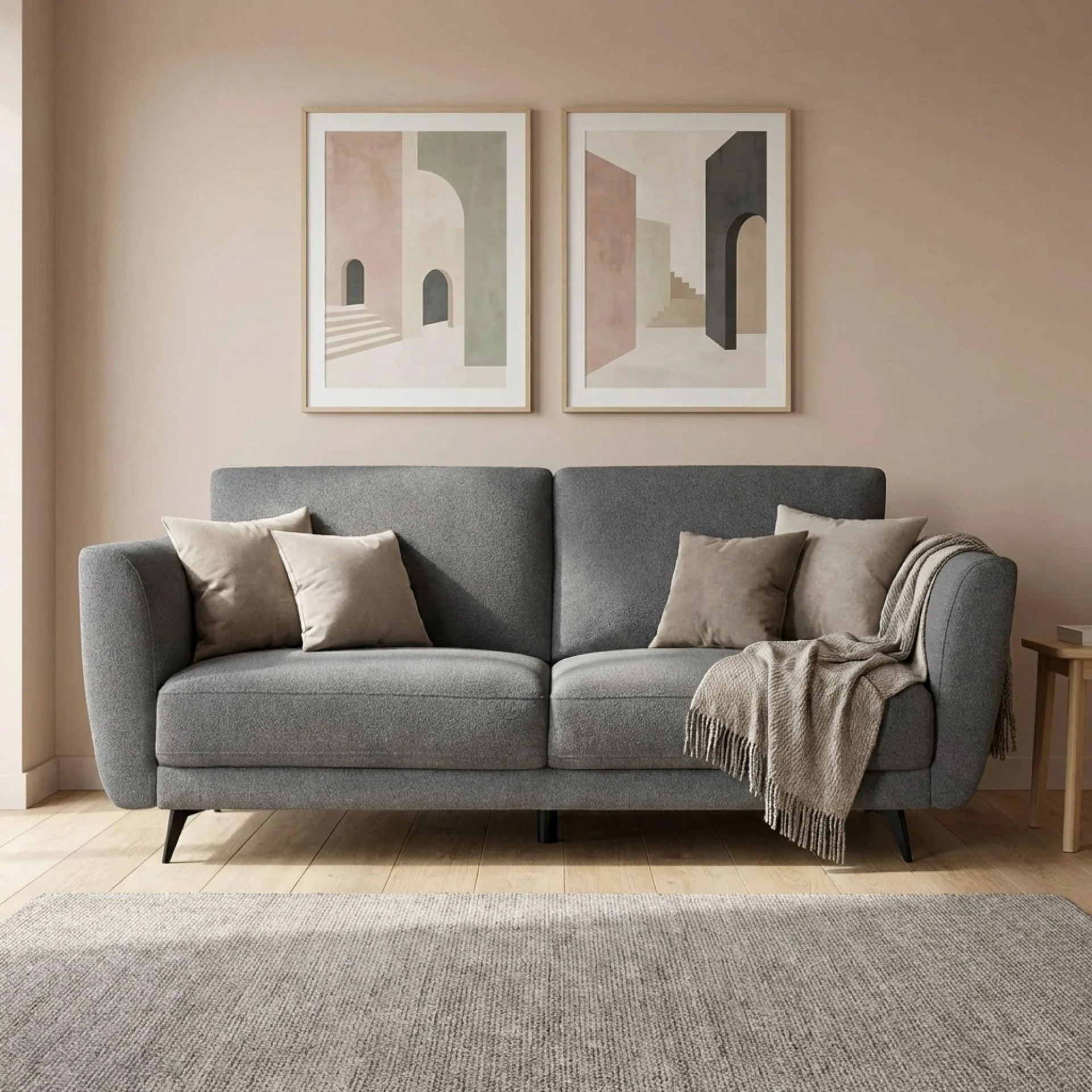 Rivel Chenille 3 Seater Sofa - Ash Grey - Image 4