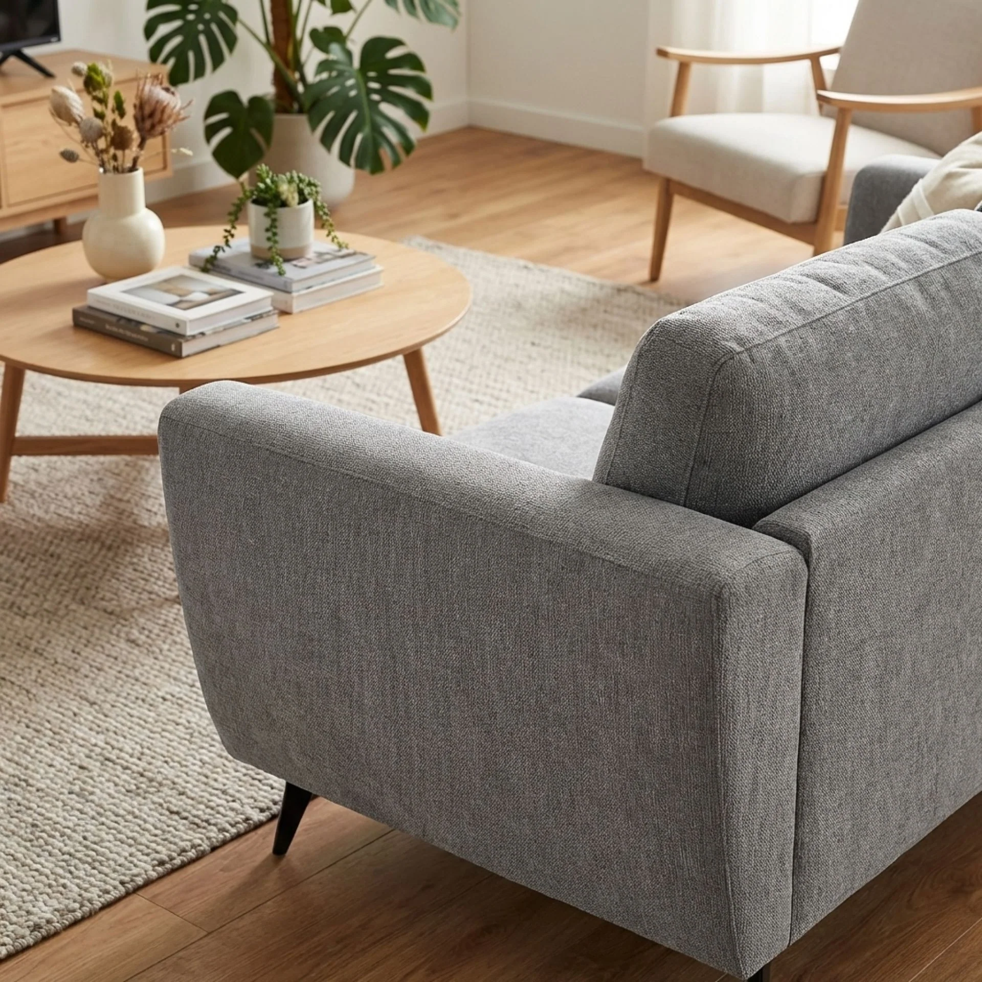 Rivel Chenille 3 Seater Sofa - Ash Grey - Image 6