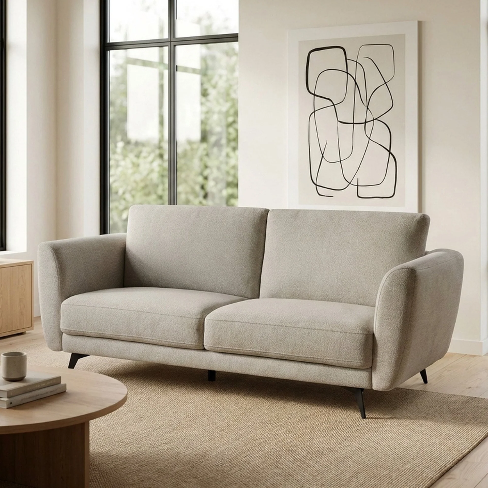 Rivel Chenille 3 Seater Sofa - Beige