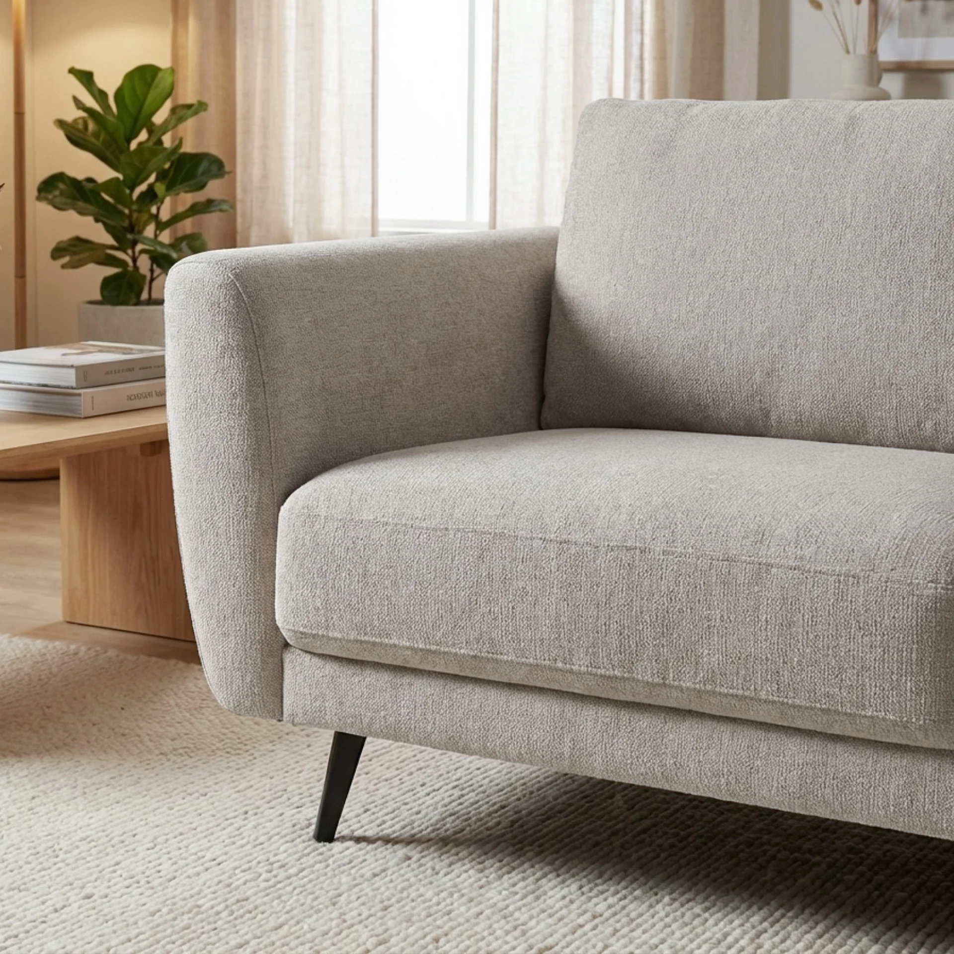 Rivel Chenille 3 Seater Sofa - Beige - Image 5