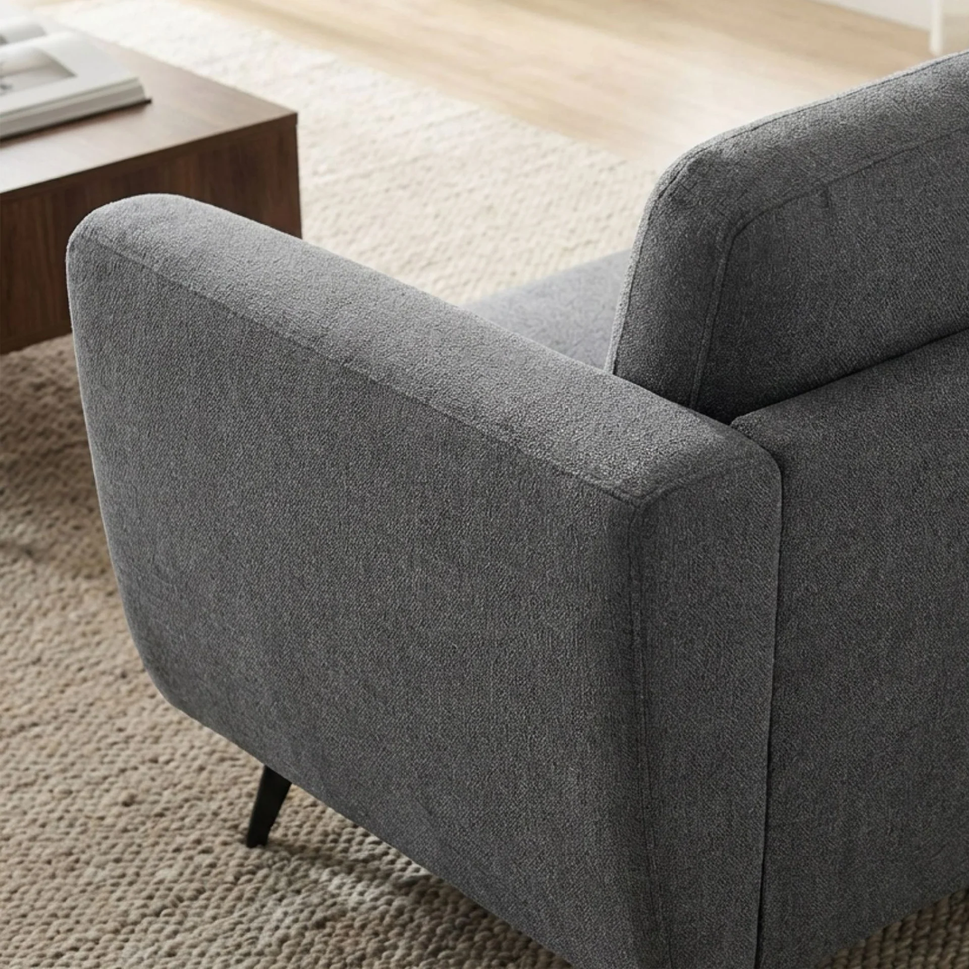 Rivel Chenille 3 Seater Sofa - Dark Grey - Image 4