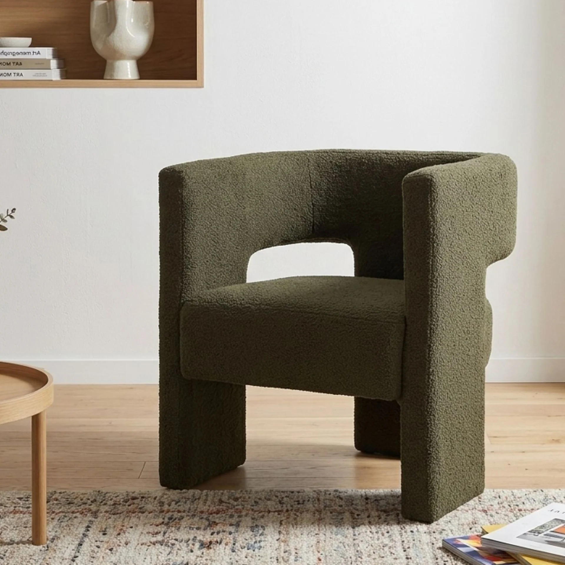 Rivo Boucle Armchair - Dark Green - Image 4